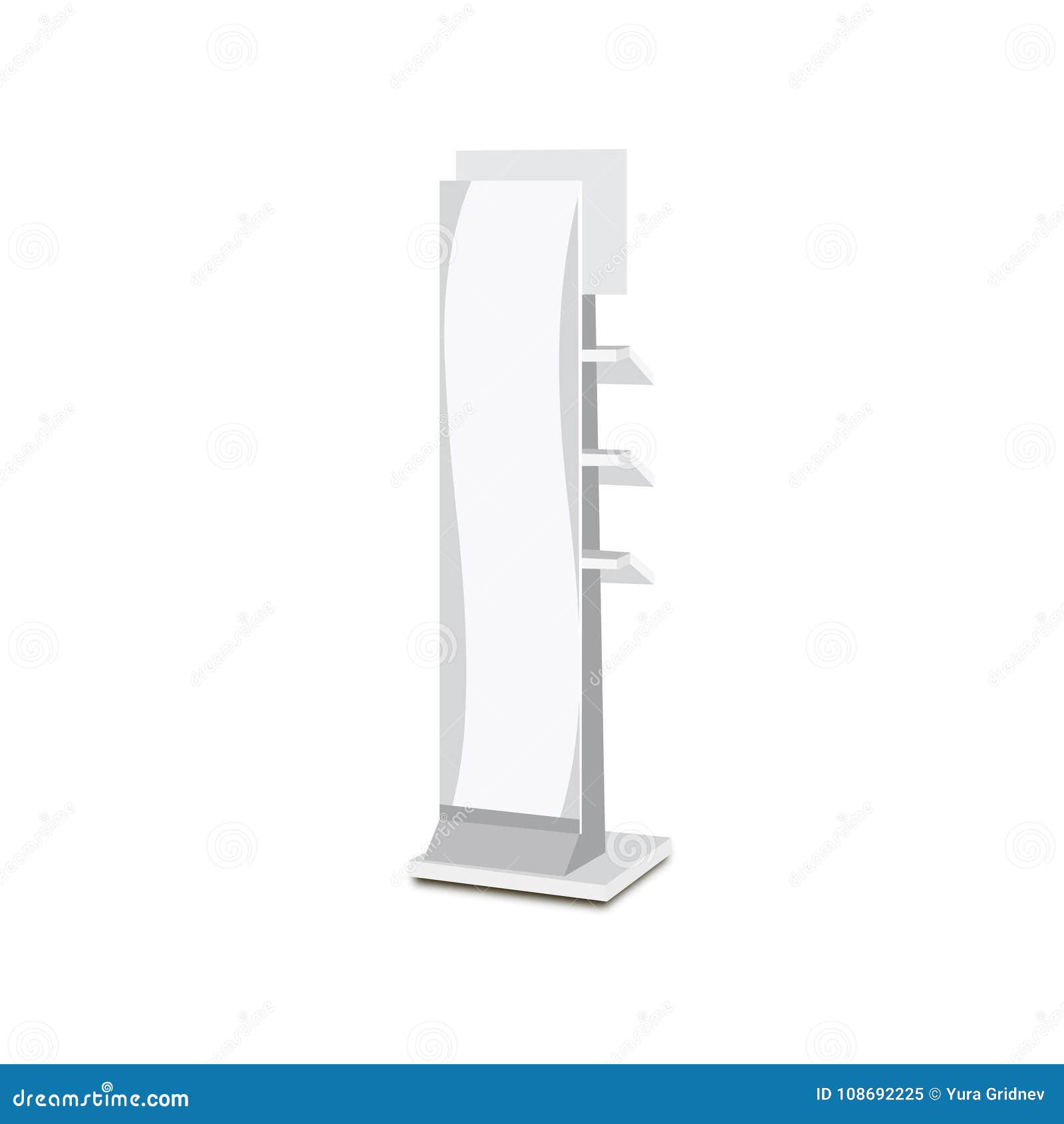 white long blank empty showcase displays with retail shelves. 3d products on white background . ready for your  avy