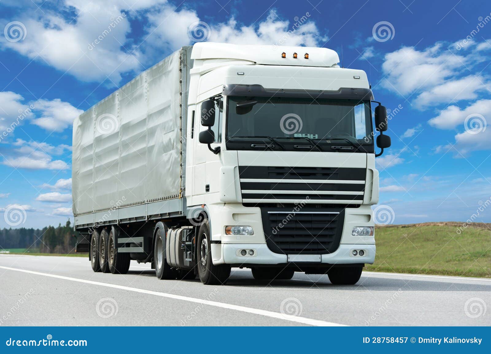 White Lorry With Grey Trailer Over Blue Sky Stock Image  Image: 28758457