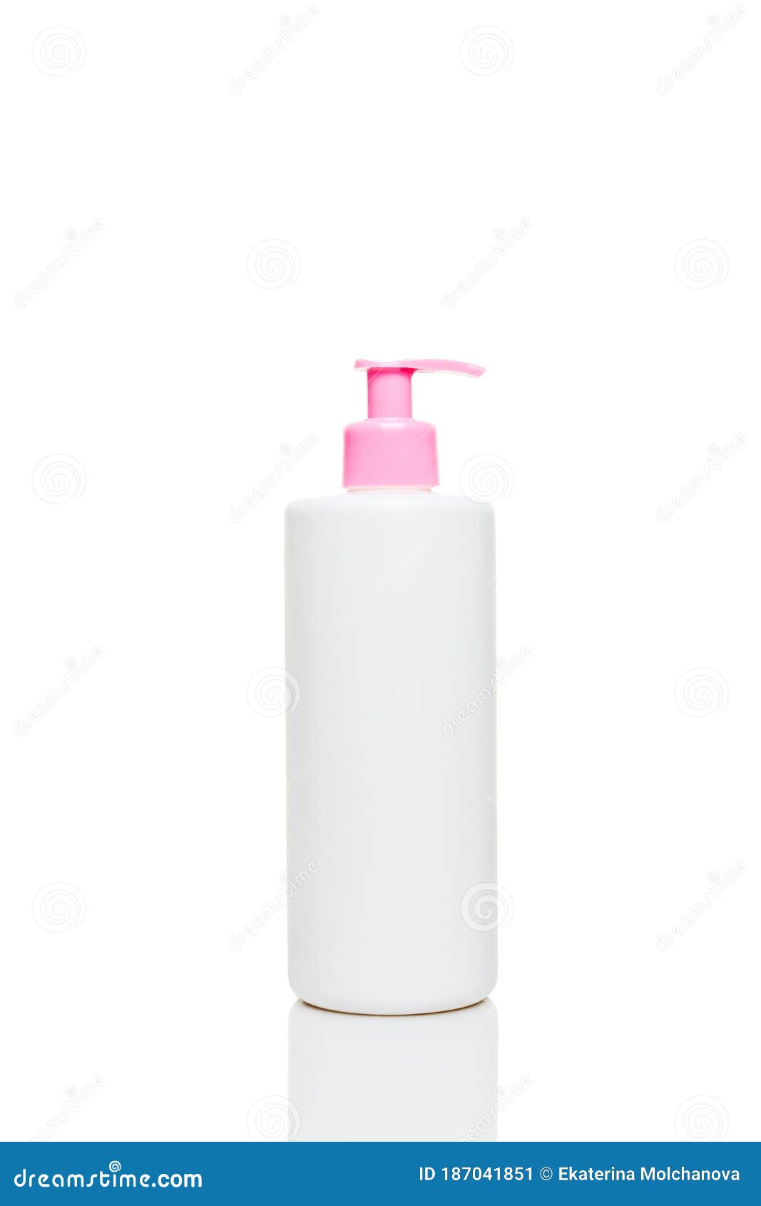 Lotion Bottle with Pink Pump Isolated on White Stock Image Image of