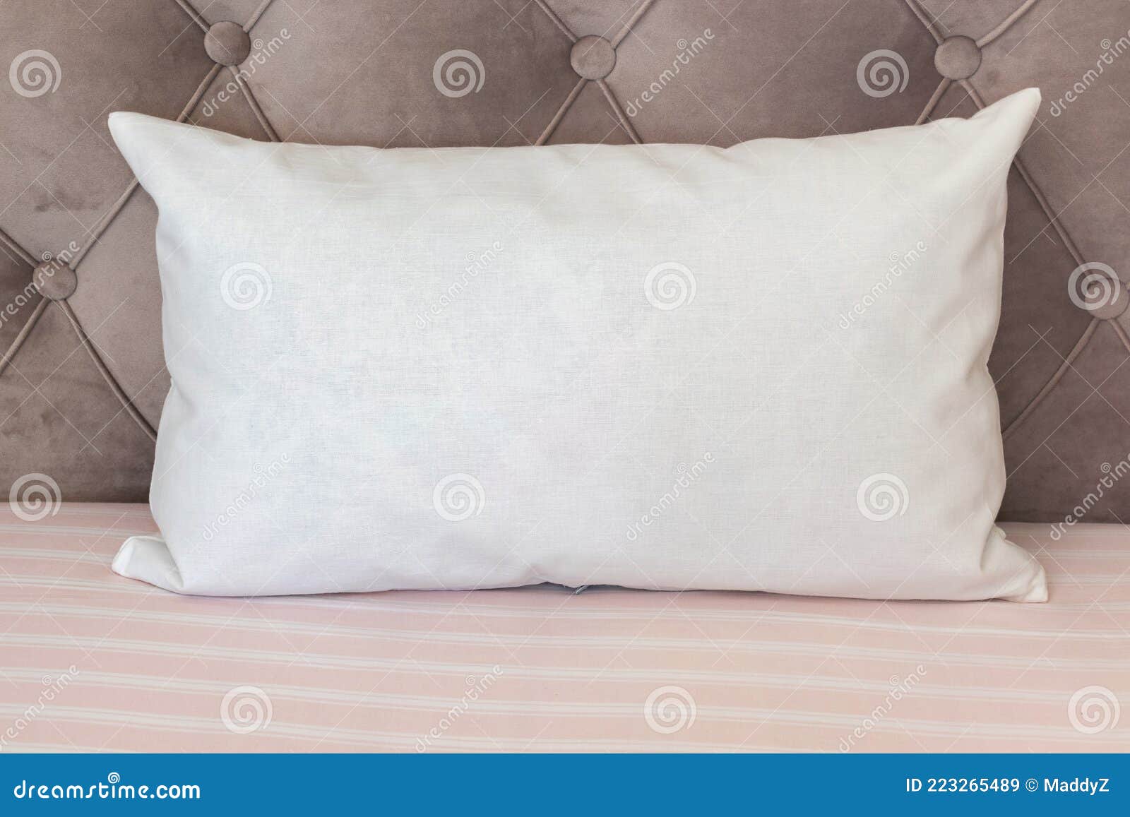 White Lumbar Pillow on a Couch, Case Mockup. Stock Image Image of