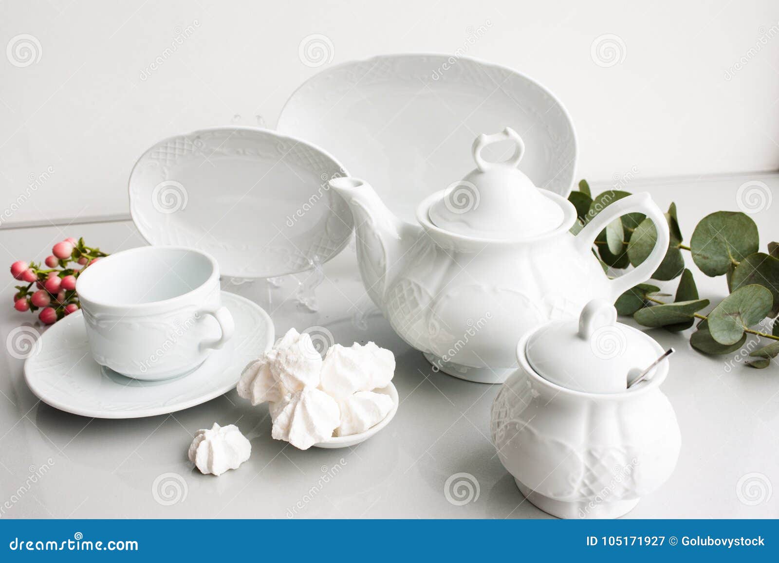 White Luxury Expensive Porcelain Tea Set Stock Image Image of ceramic