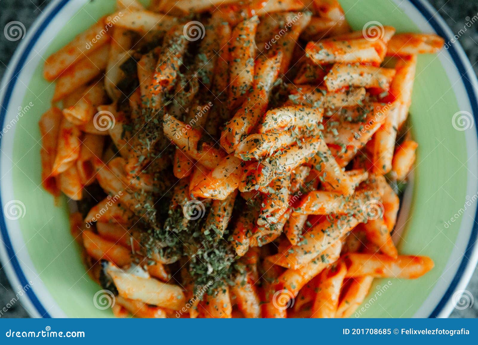 White Macaroni with Tomato, Chilli, Oregano, Cheese and Spices Stock