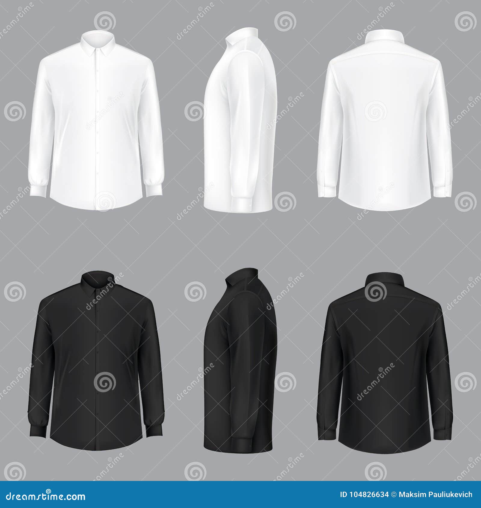 White Male Shirt with Long Sleeves and Buttons Stock Vector ...