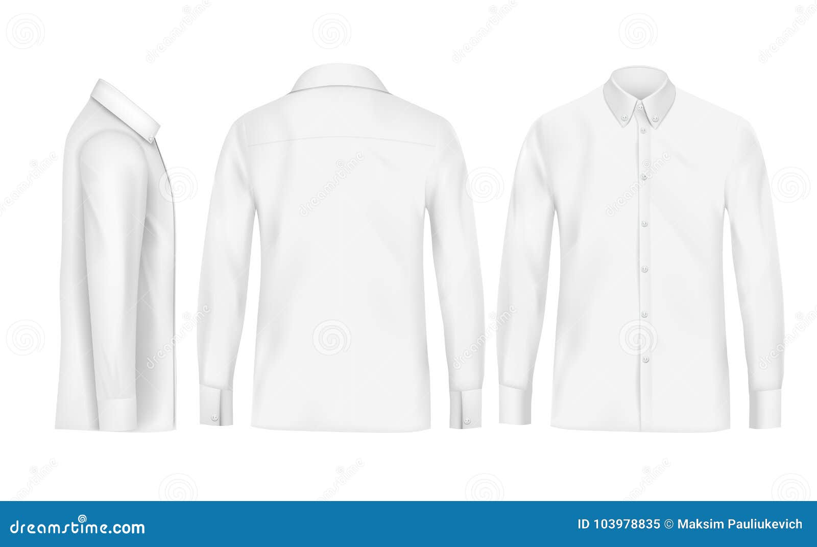 White Male Shirt with Long Sleeves and Buttons Stock Vector ...