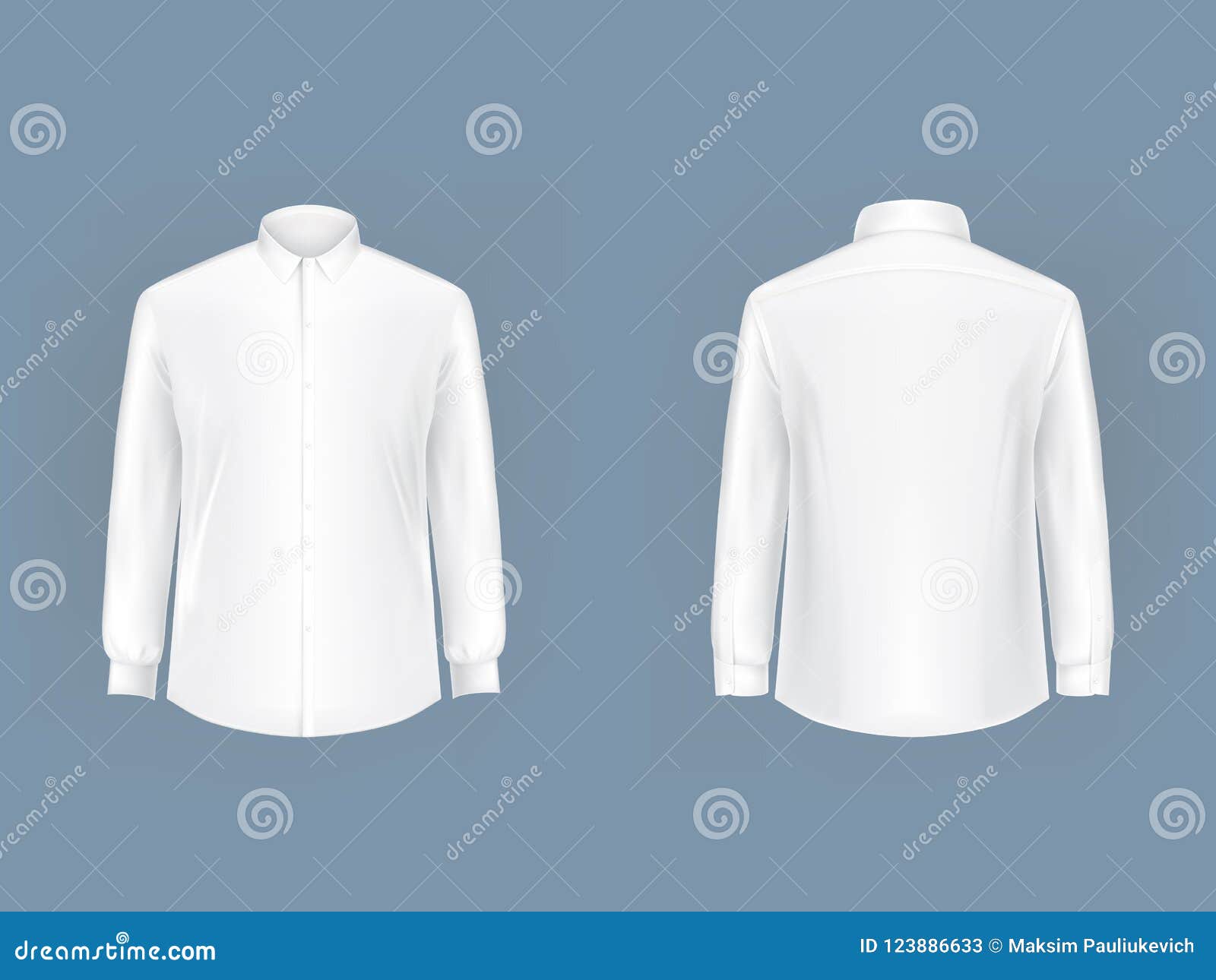 White Male Shirt with Long Sleeves and Buttons Stock Illustration ...