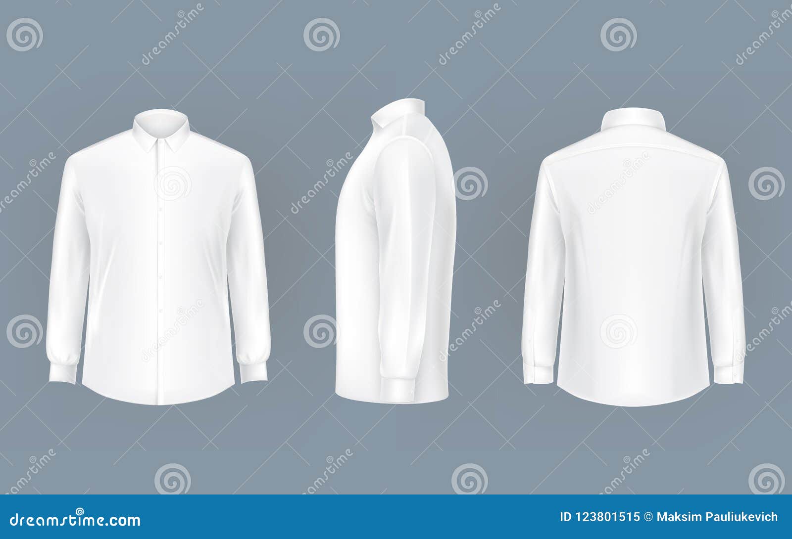 White Male Shirt with Long Sleeves and Buttons Stock Illustration ...