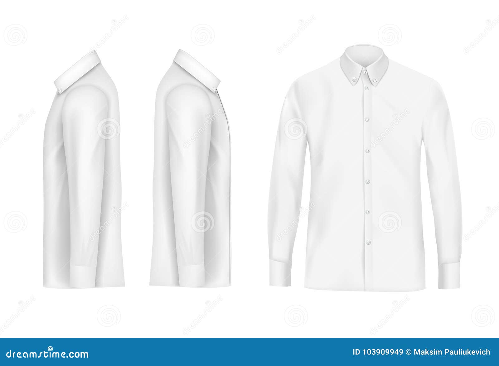 White Male Shirt with Long Sleeves and Buttons Stock Vector ...