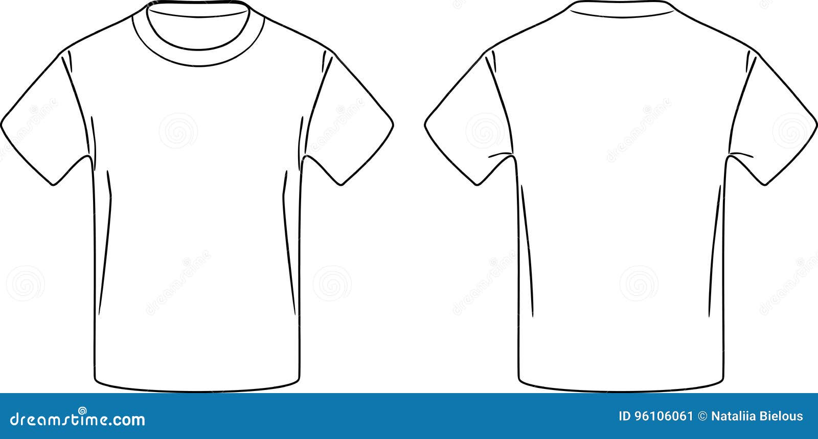 White Male T-shirt. Front and Back Contour Drawing Stock Vector ...