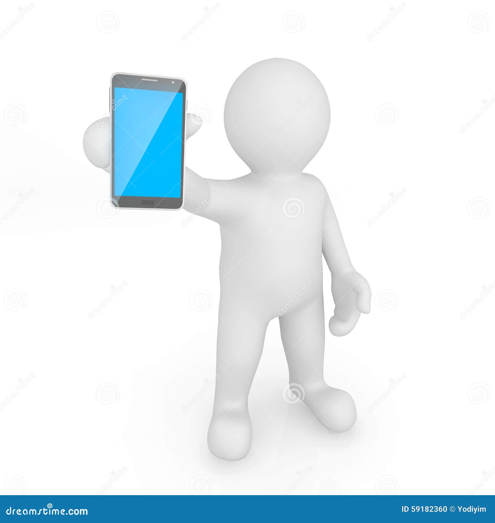 White Man Holding Mobile Device. Stock Illustration - Illustration of ...