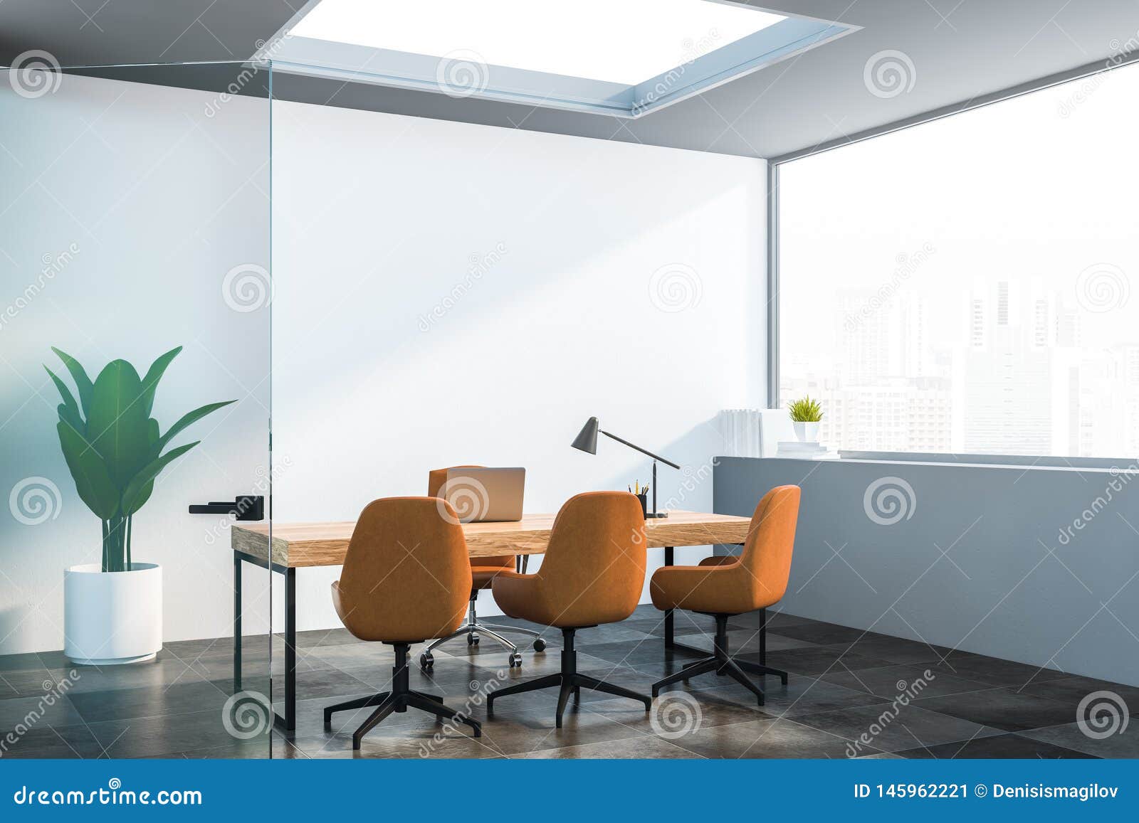 White Manager Office Interior With Open Door Stock