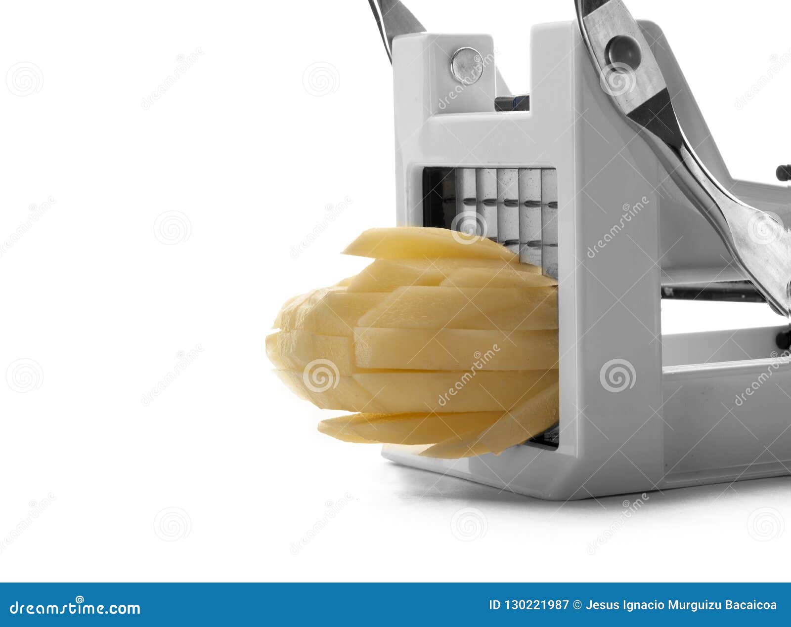 white manual machine for cutting potatoes