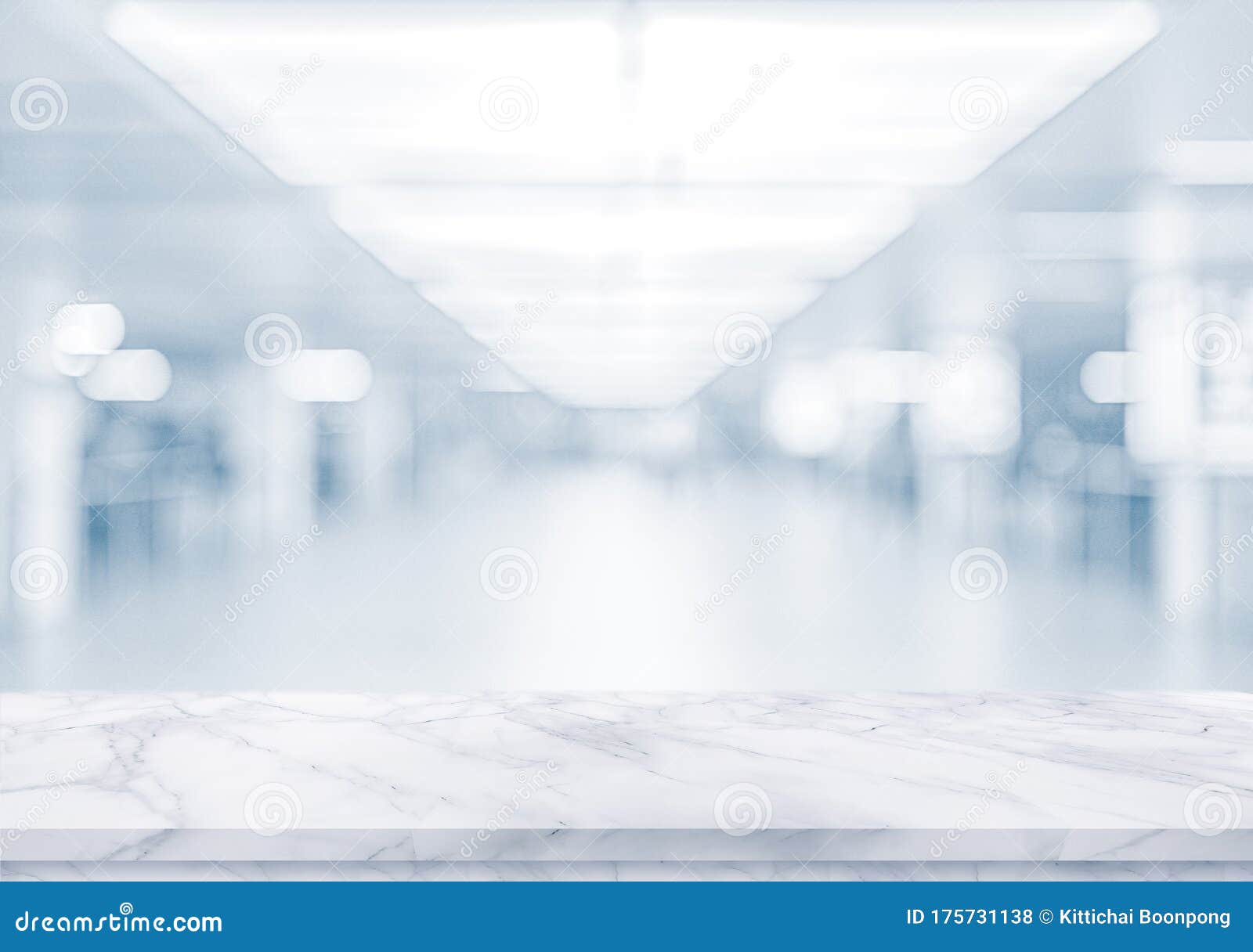 white marble texture  table top on  blurred office background