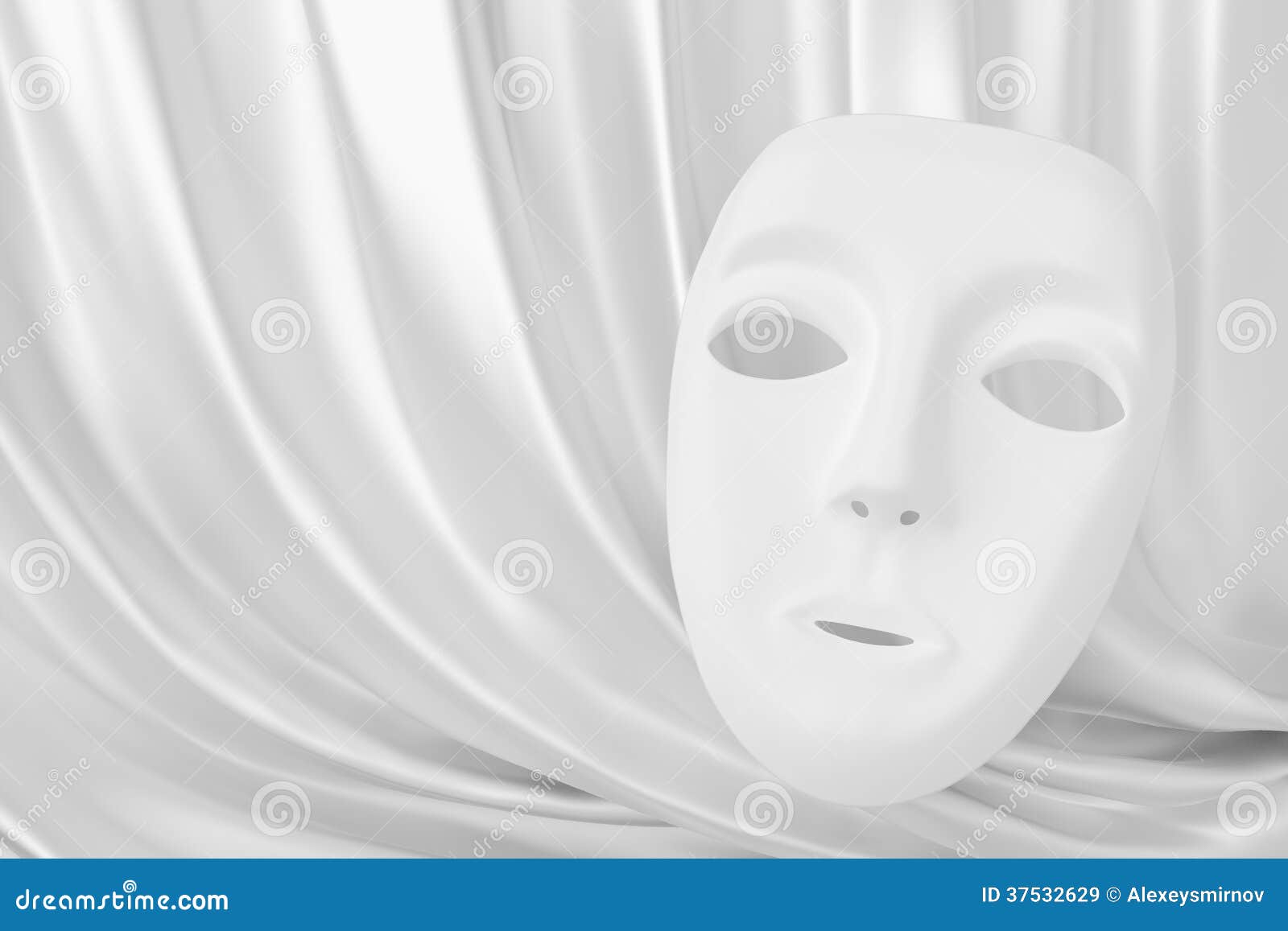 White Mask and Silk Theater Curtain Stock Illustration Illustration