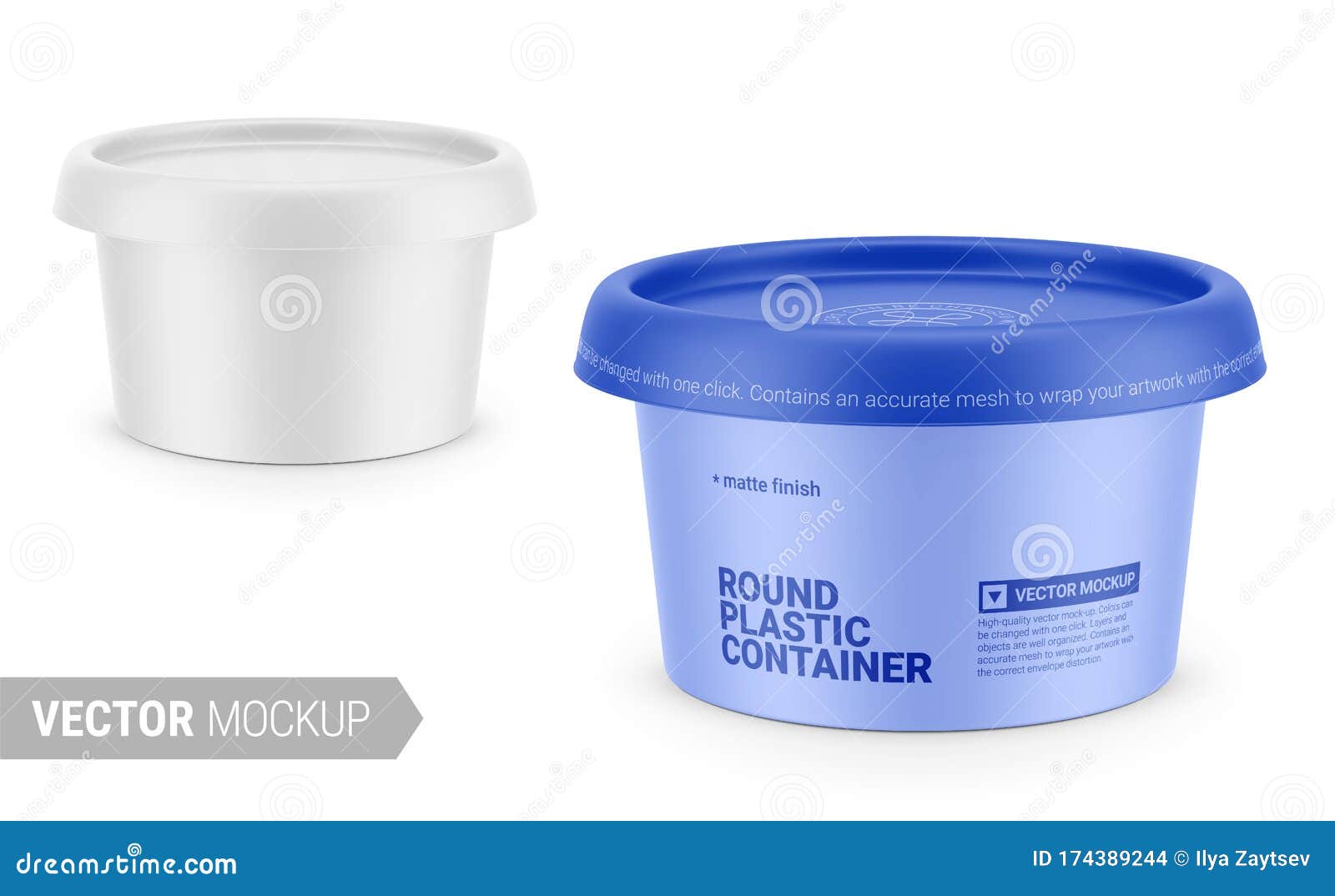 Download White Matte Plastic Container Vector Mockup Stock Illustration Illustration Of Cheese Pack 174389244