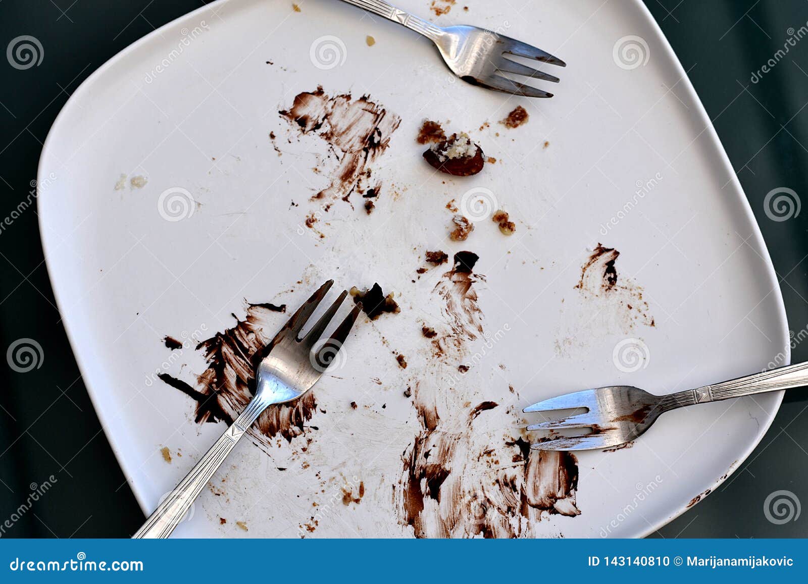 Cake Crumbs Leftovers On Green Plate On White RoyaltyFree Stock Photo