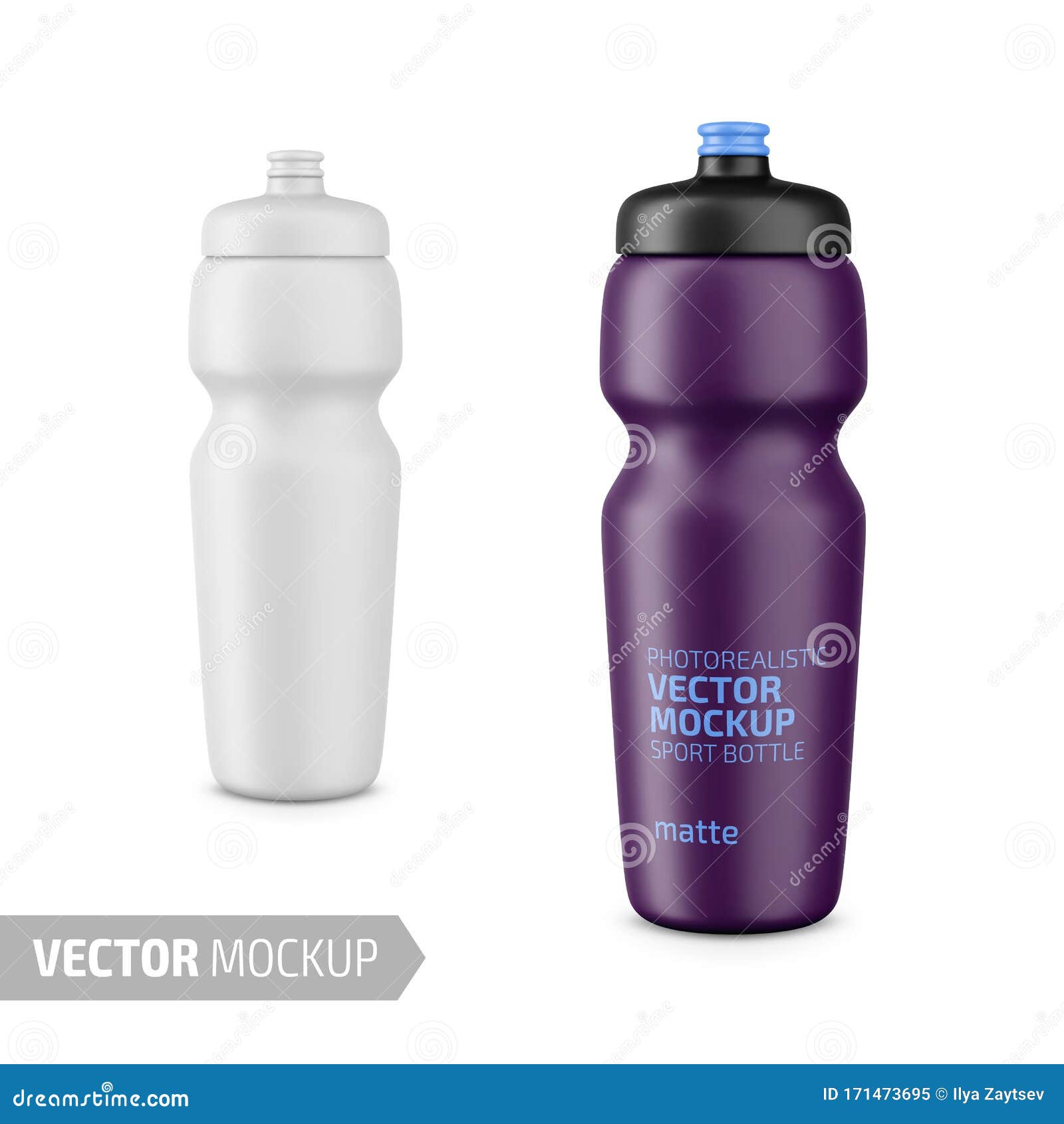 Download White Matte Sport Water Bottle Vector Mockup. Stock Vector ...