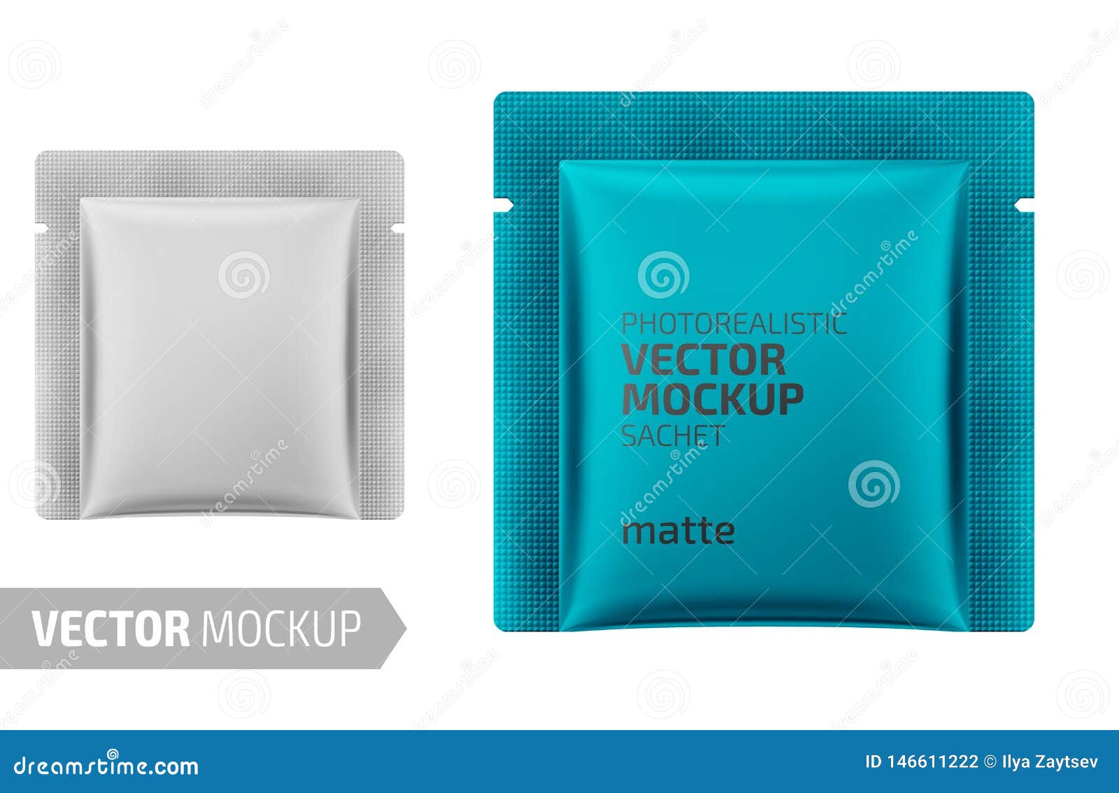 Download White Matte Square Sachet Vector 3d Illustration Stock Vector Illustration Of Pouch Packaging 146611222