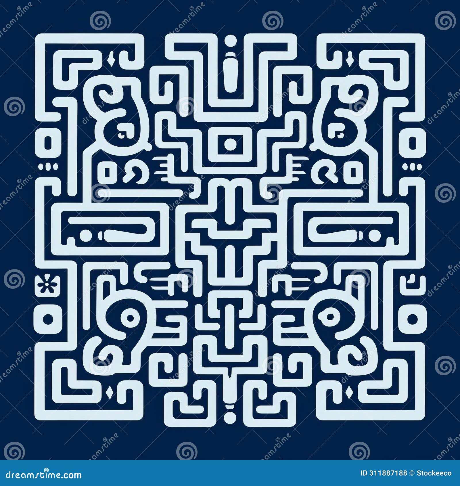 minimalist line art: taoist era maze with mesoamerican influences
