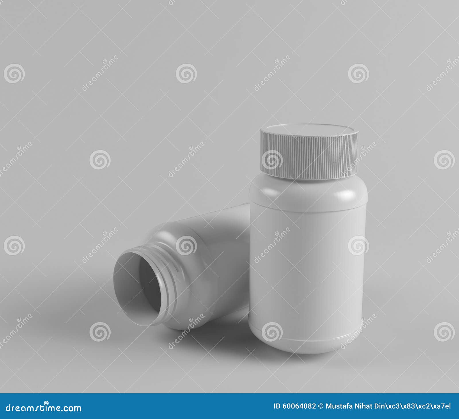 Set Of Empty Medicine Bottles. Isolated On Transparent Background