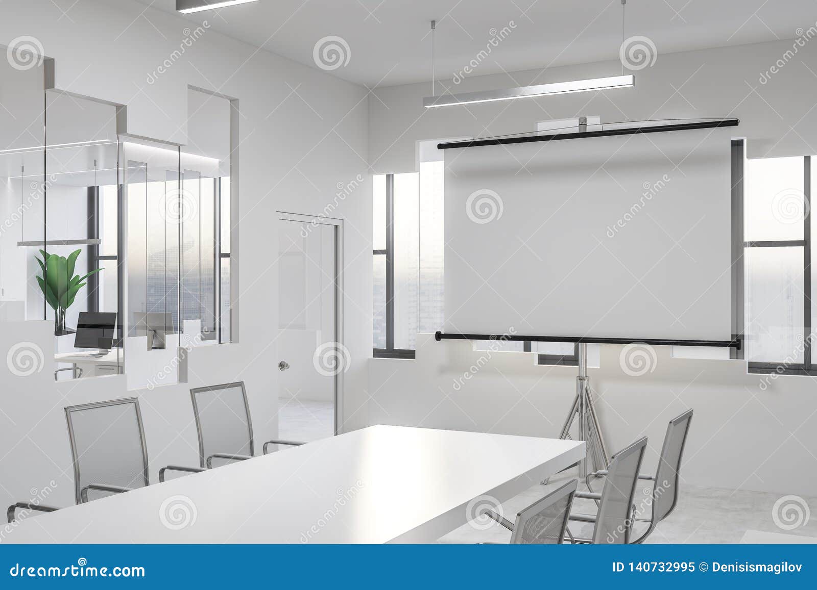 White Meeting Room Corner With Screen Stock Illustration