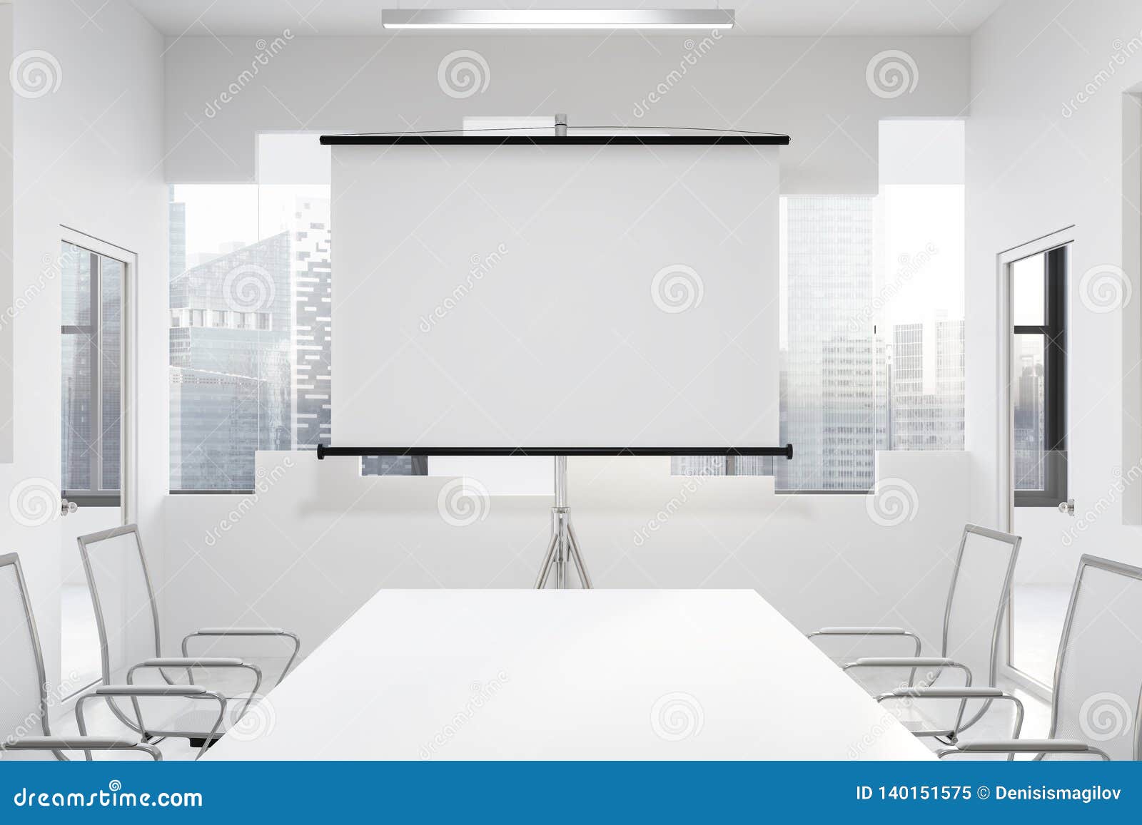 White Meeting Room Interior With Screen Stock Illustration