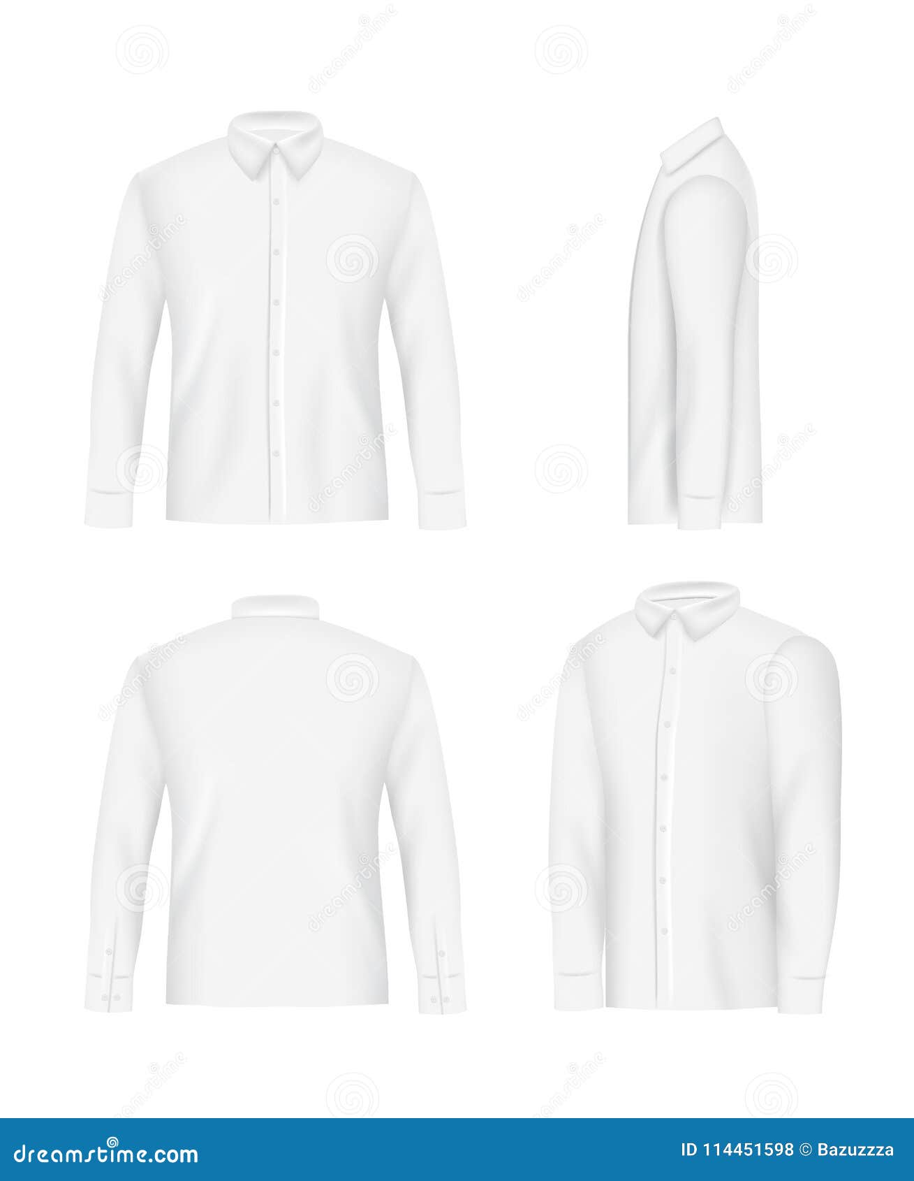 White Mens Shirt Mockup Set, Vector Realistic Illustration Stock Vector ...