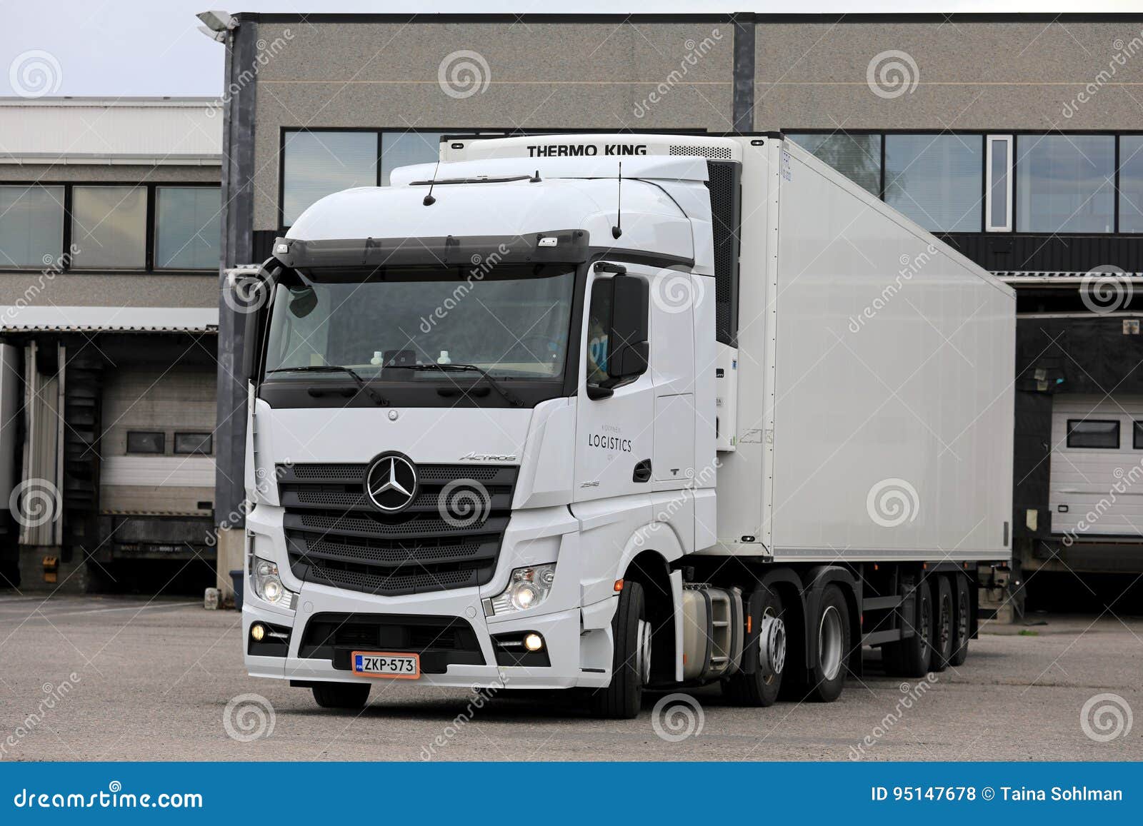 White Mercedes-Benz Actros Truck on Loading Zone Editorial Stock