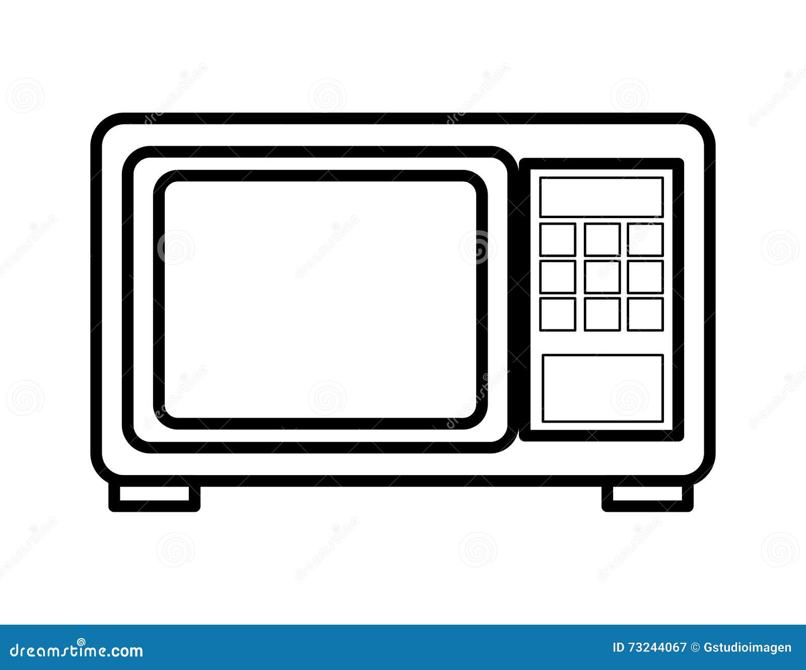 White Microwave Front View, Graphic Stock Illustration - Illustration