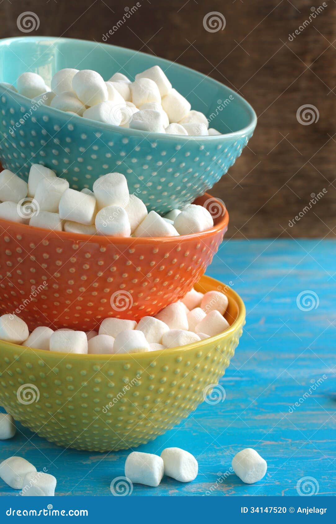 White Miniature Marshmallow in Bowls Stock Photo Image of foam