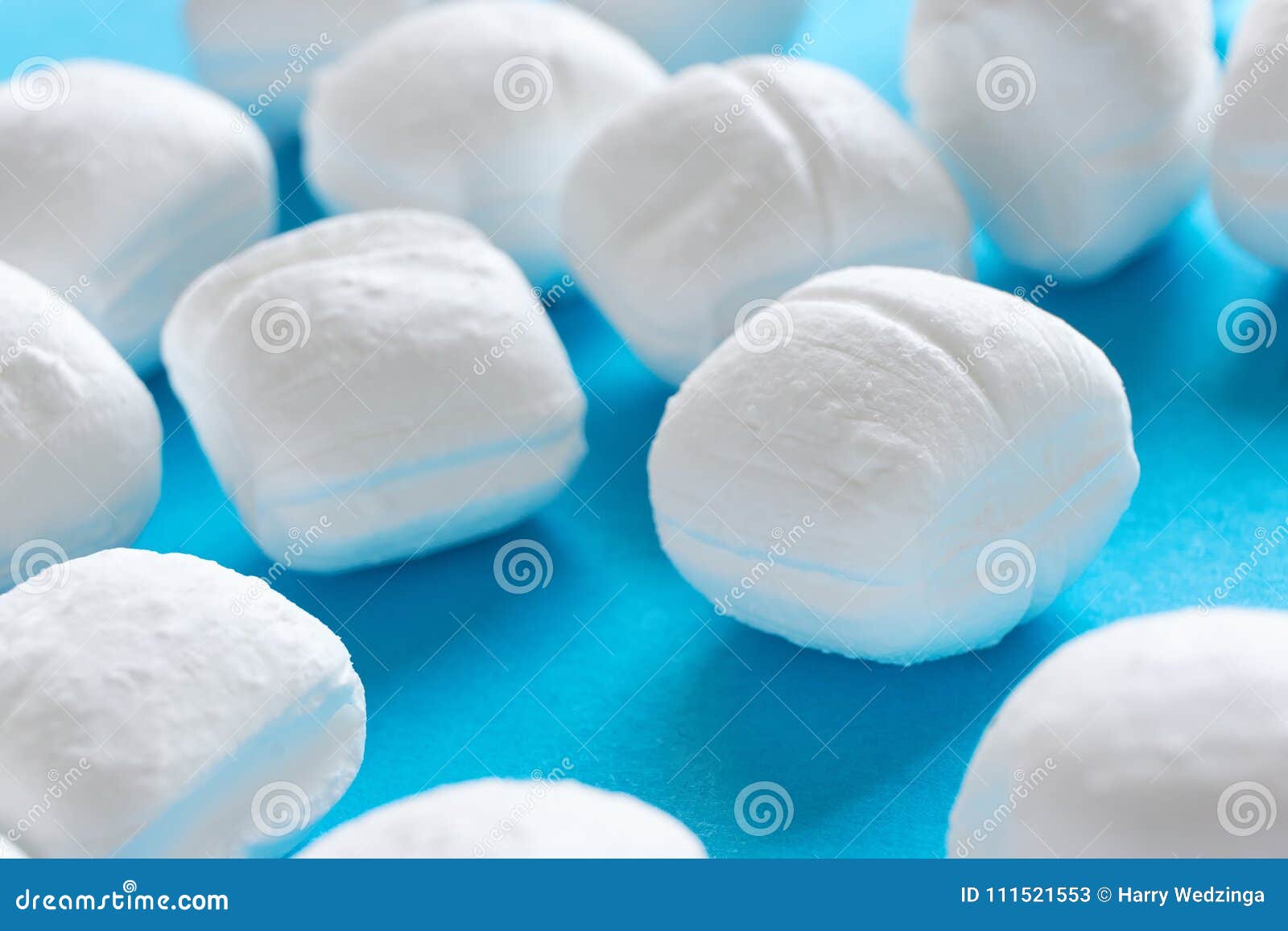 White Mint Sweets On Blue Background Stock Image Image of delicious