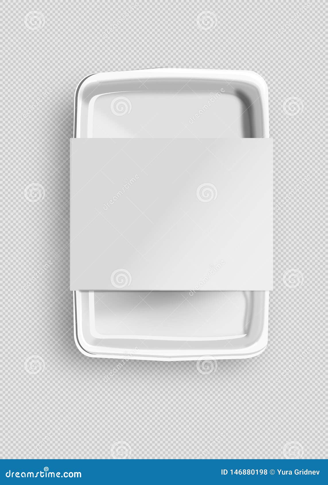 Download White Mockup Empty Blank Styrofoam Plastic Food Tray Container With Lable. Illustration Isolated ...