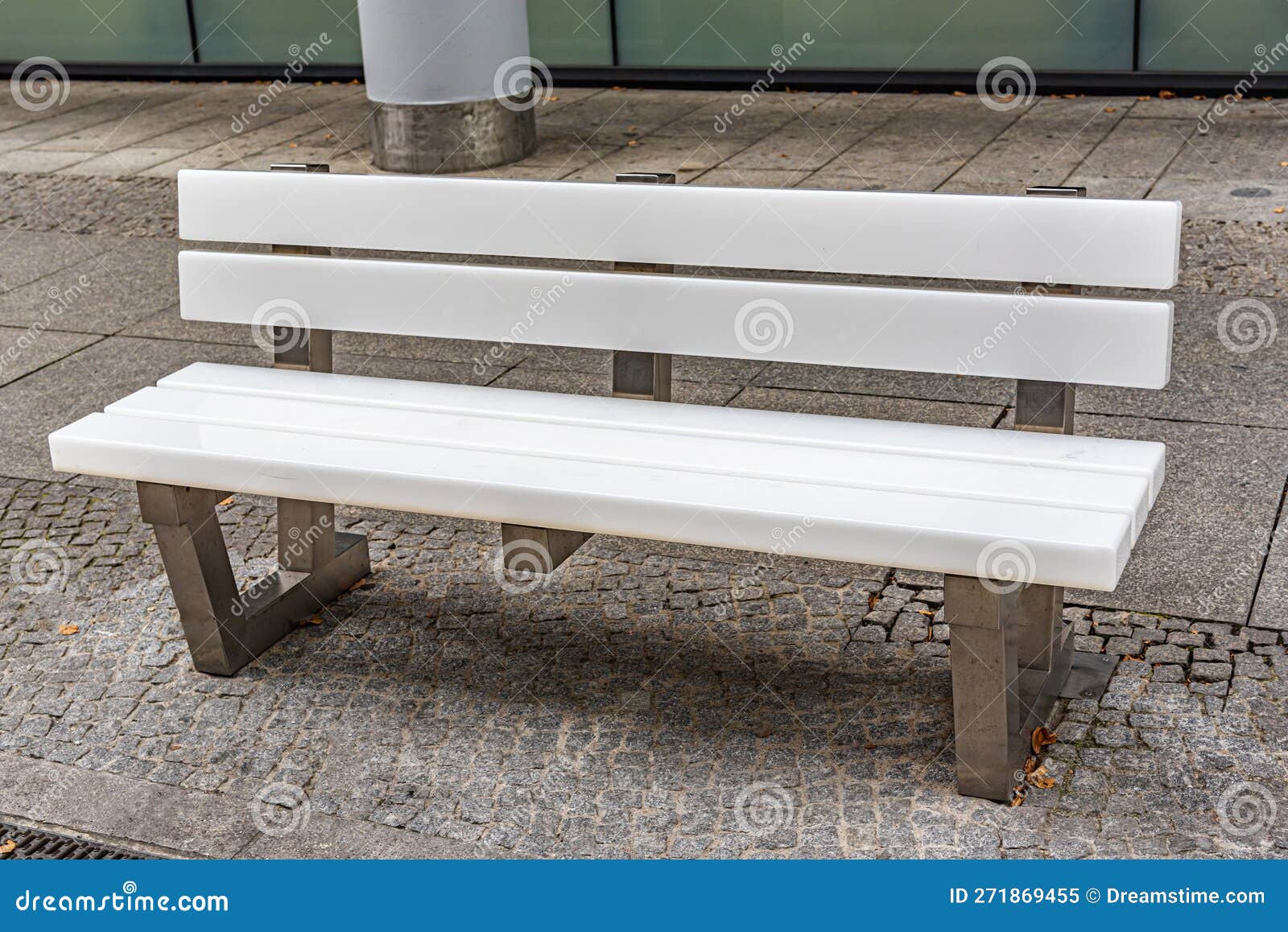 White modern bench. stock image. Image of street, outdoor 271869455