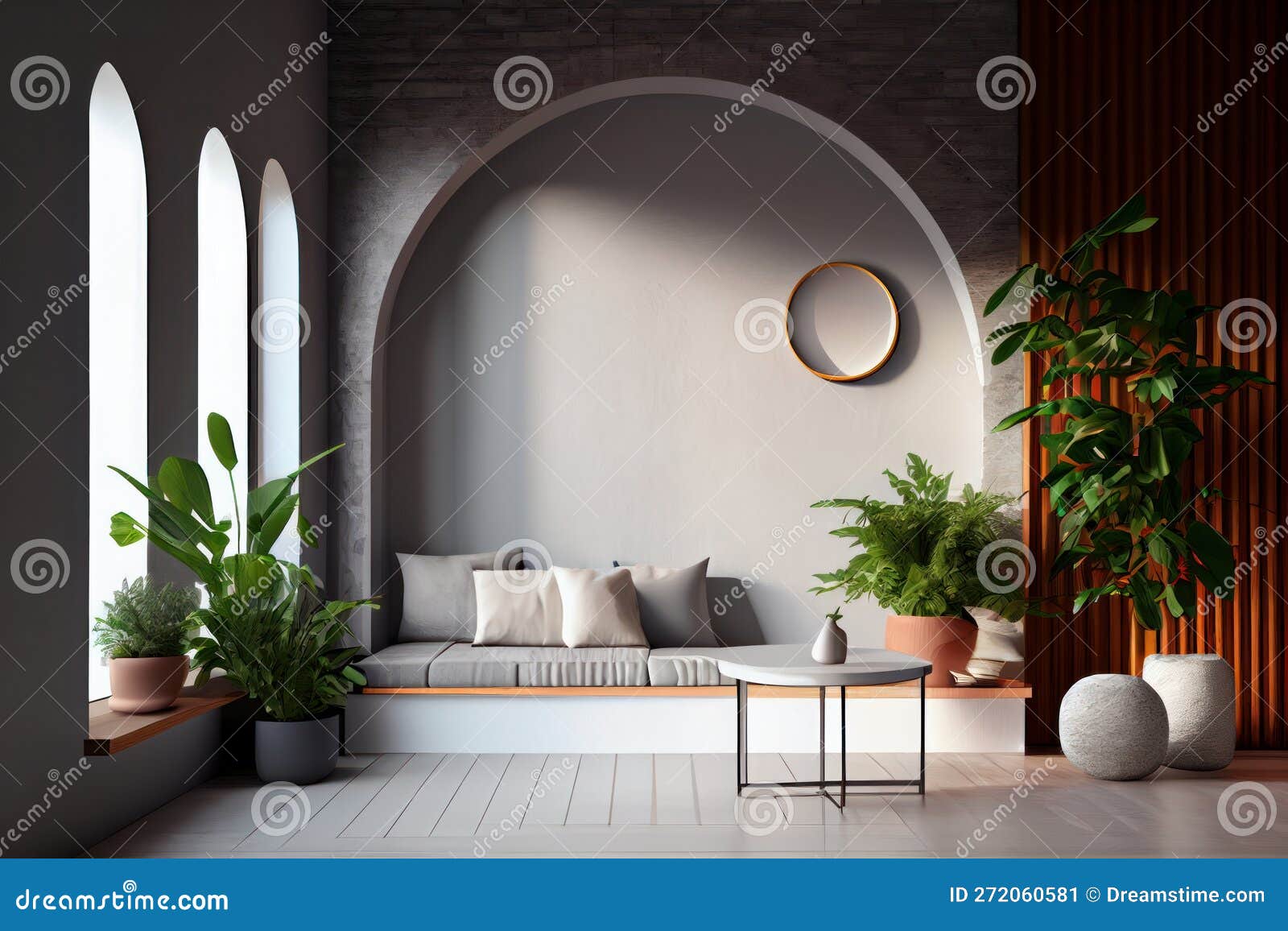 White Modern Living Room Design Interior Stock Illustration