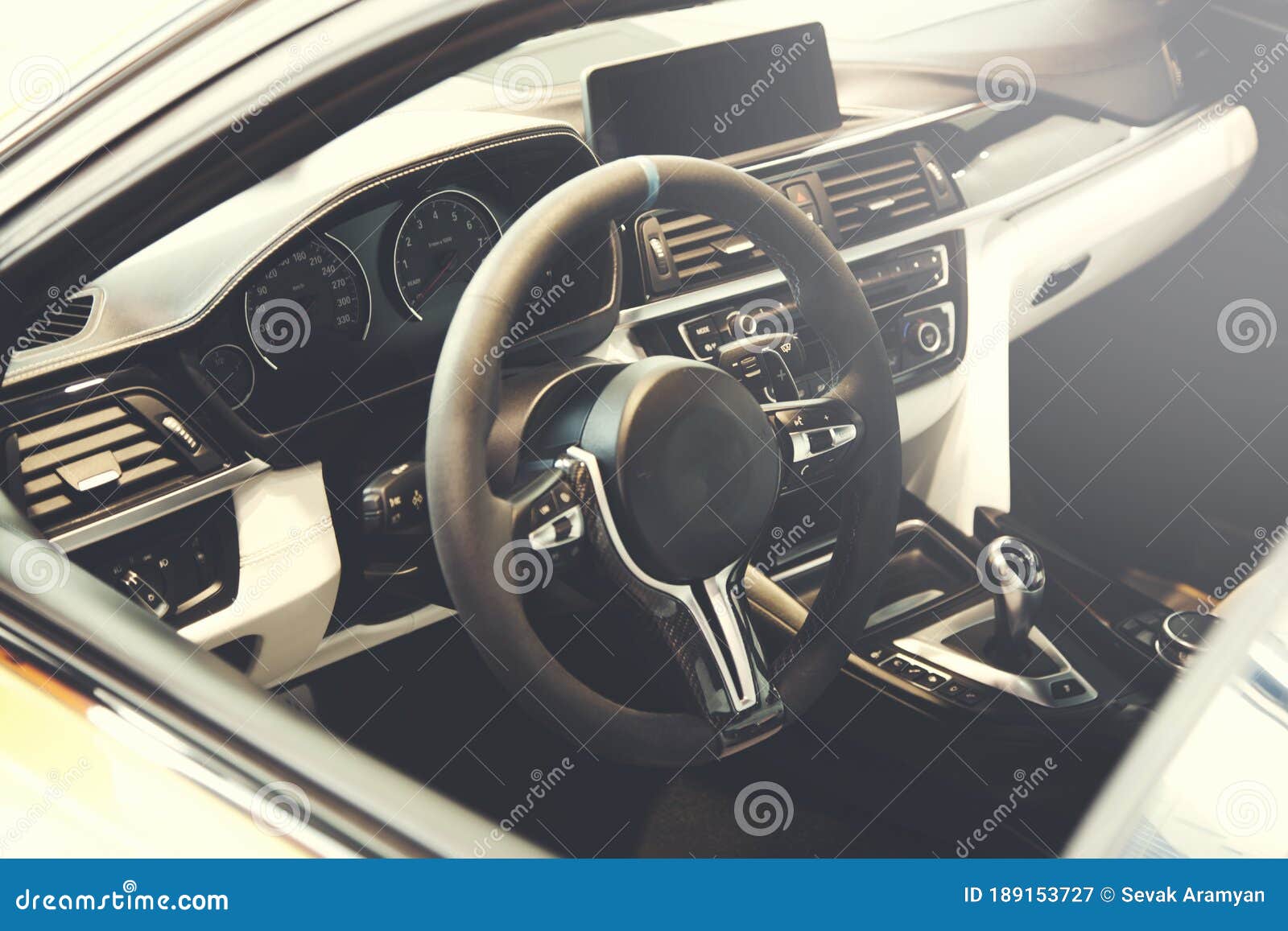 White Modern Model Car Steering Wheel Stock Image Image of business