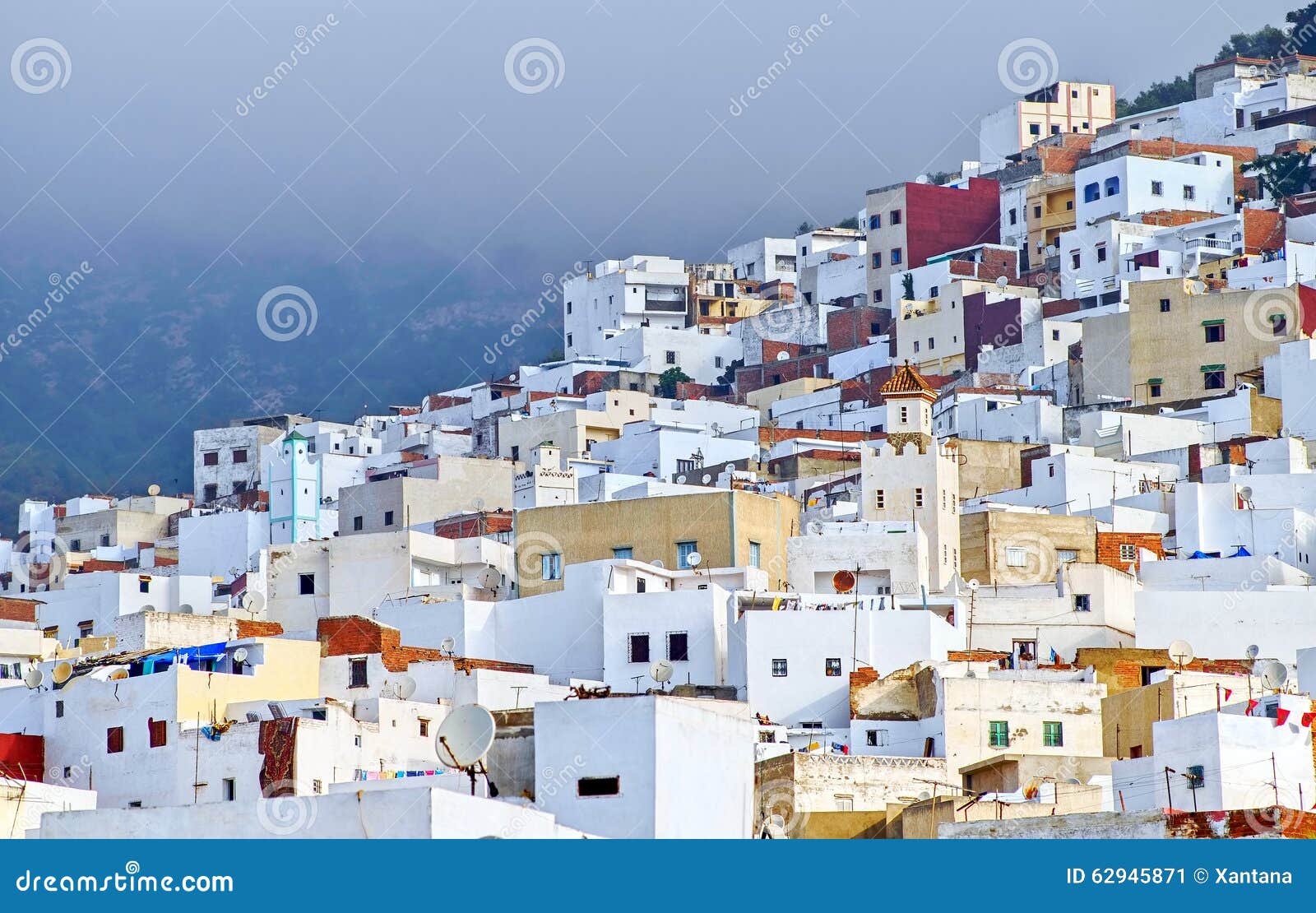 white moroccan town tetouan near tangier, morocco