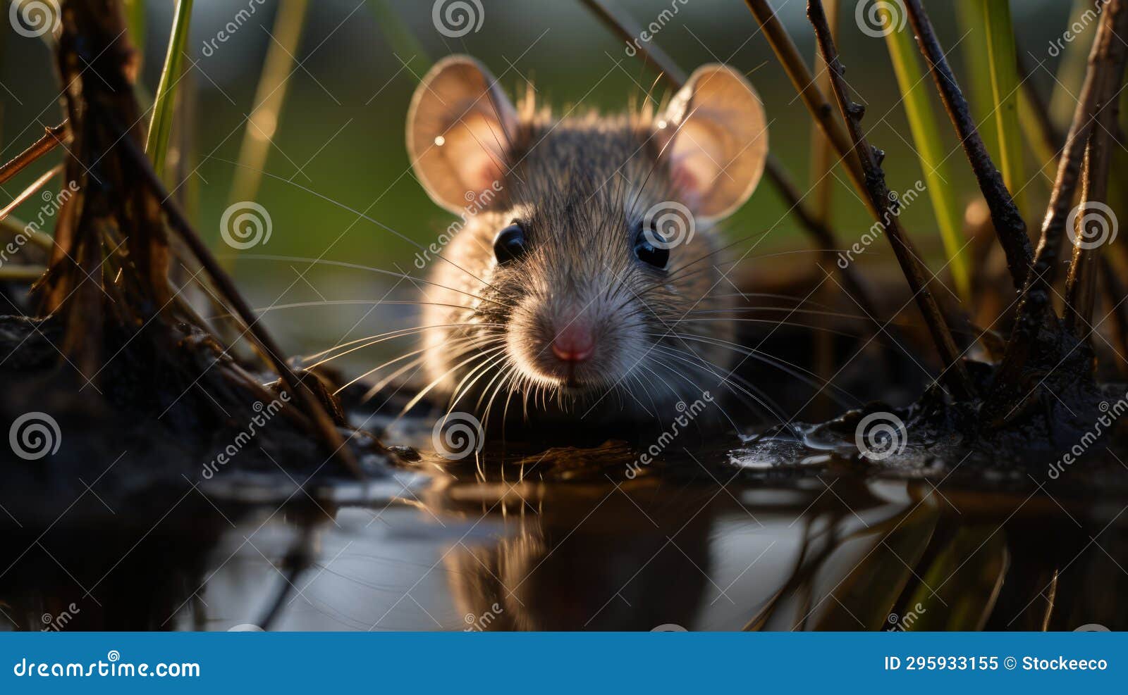 peeking mouse: characterful animal portrait in vignette style