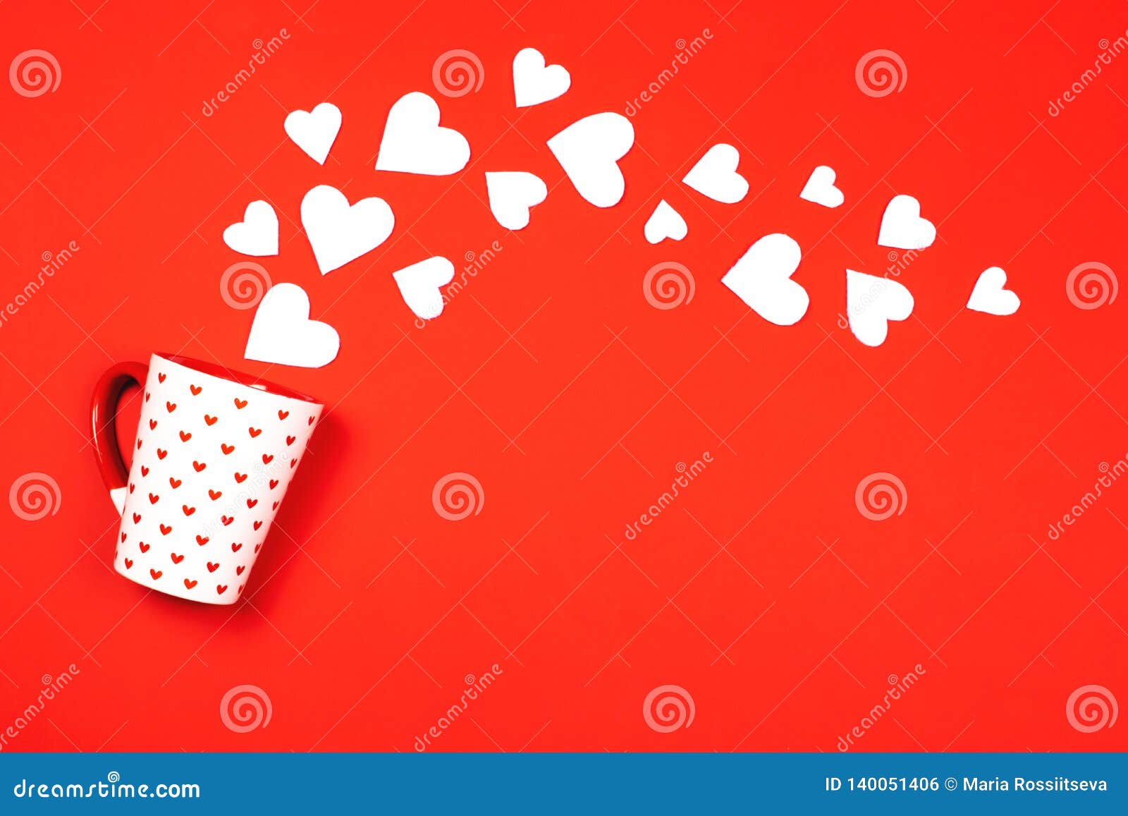 White Mug with Scattered Hearts on Red Stock Photo - Image of drink,  romance: 140051406