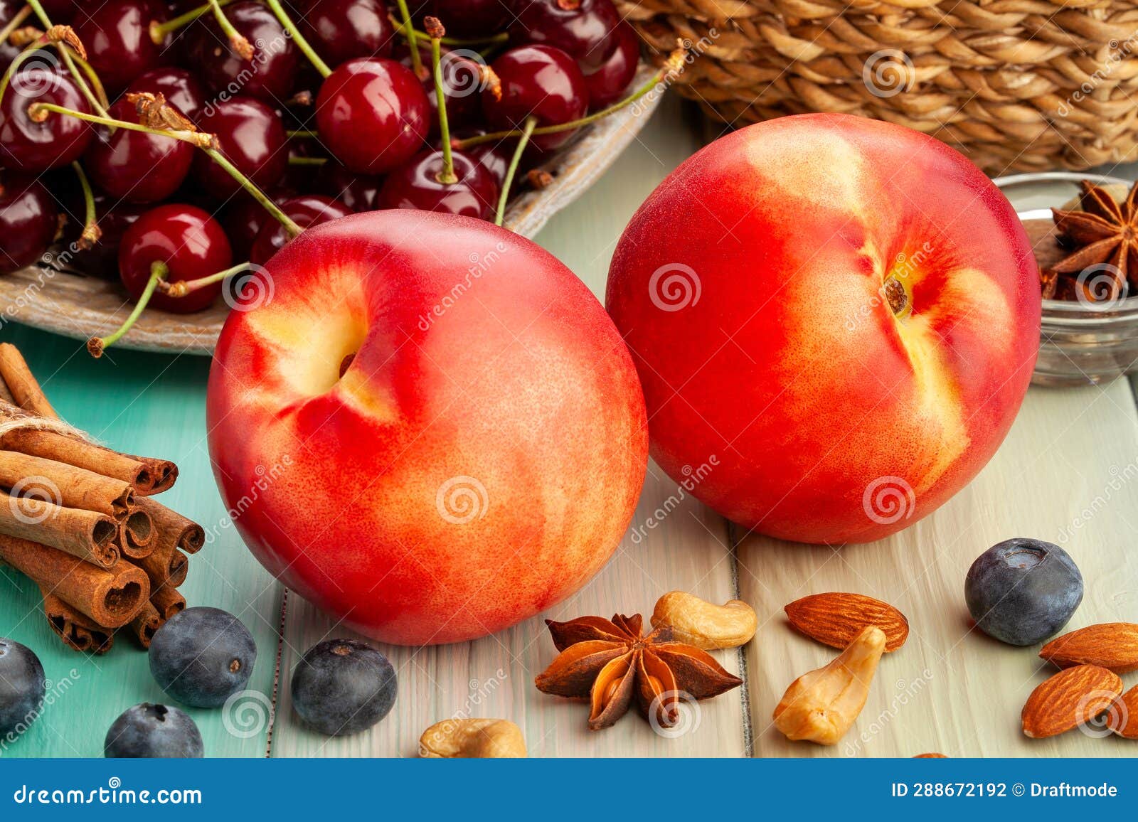 White nectarine on wood stock photo. Image of studio 288672192