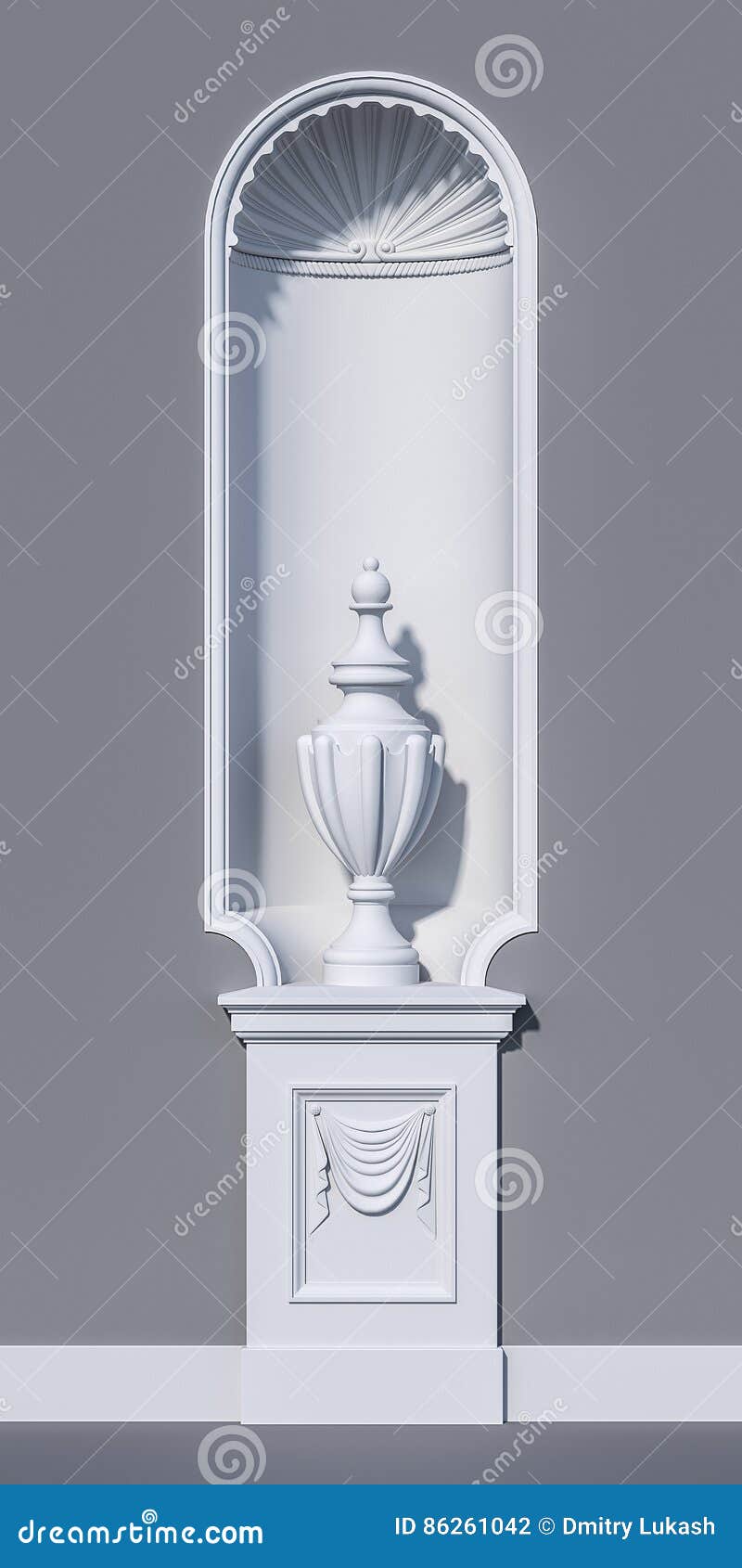 White Niche in a Classic Style with a Vase Stock Illustration