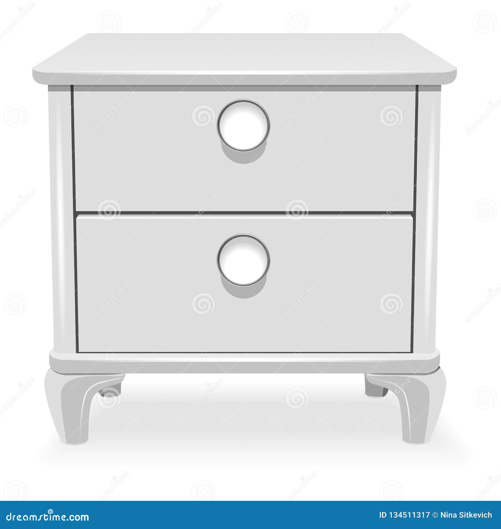 White Nightstand Icon, Realistic Style Stock Vector Illustration of