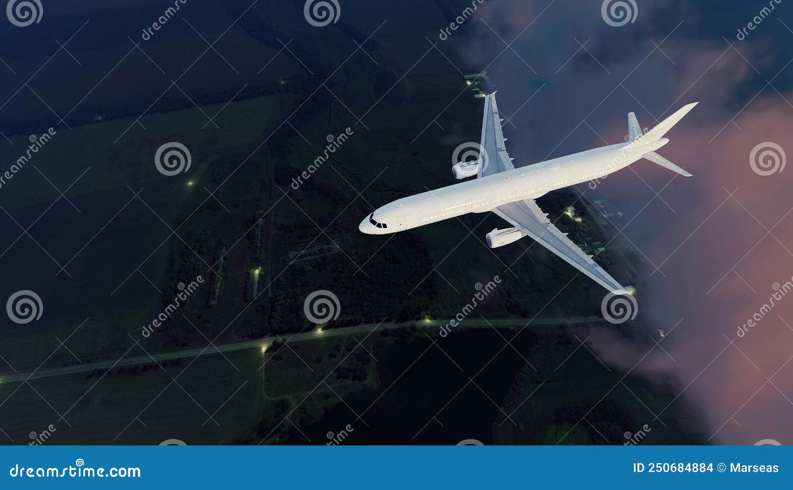 white non branded passenger airplane in night sky