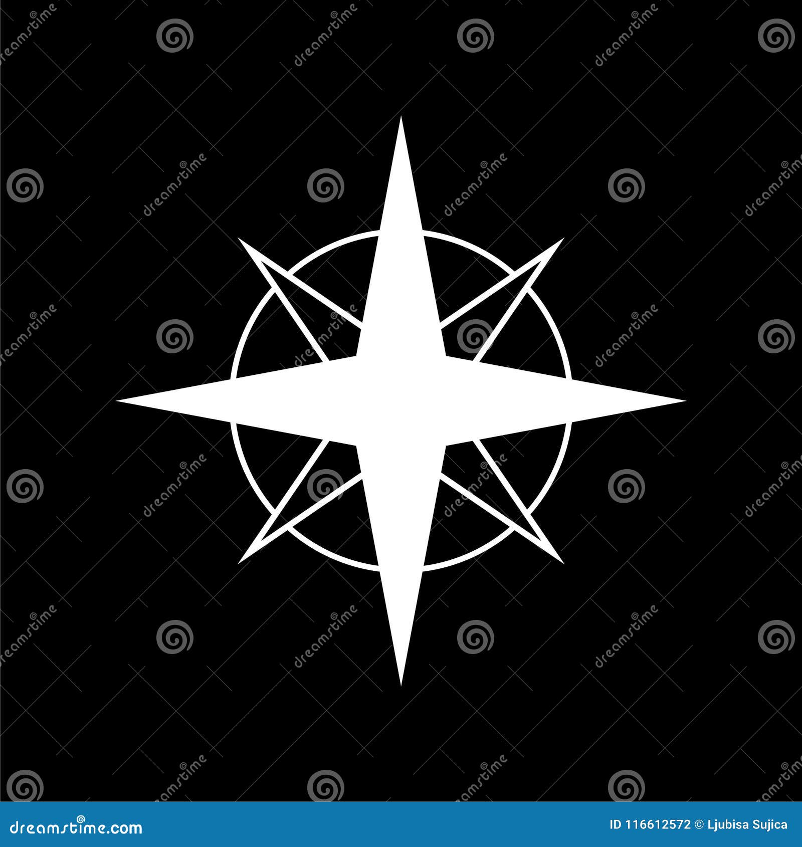White North Direction Compass Icon on Dark Background Stock