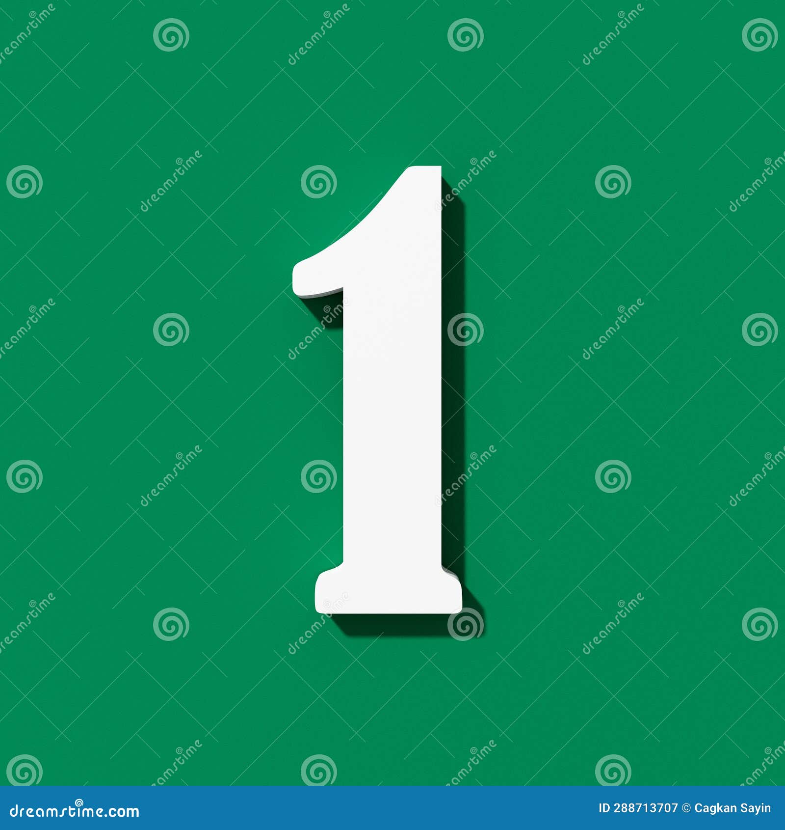 White Number One 1 on Green Background Stock Illustration