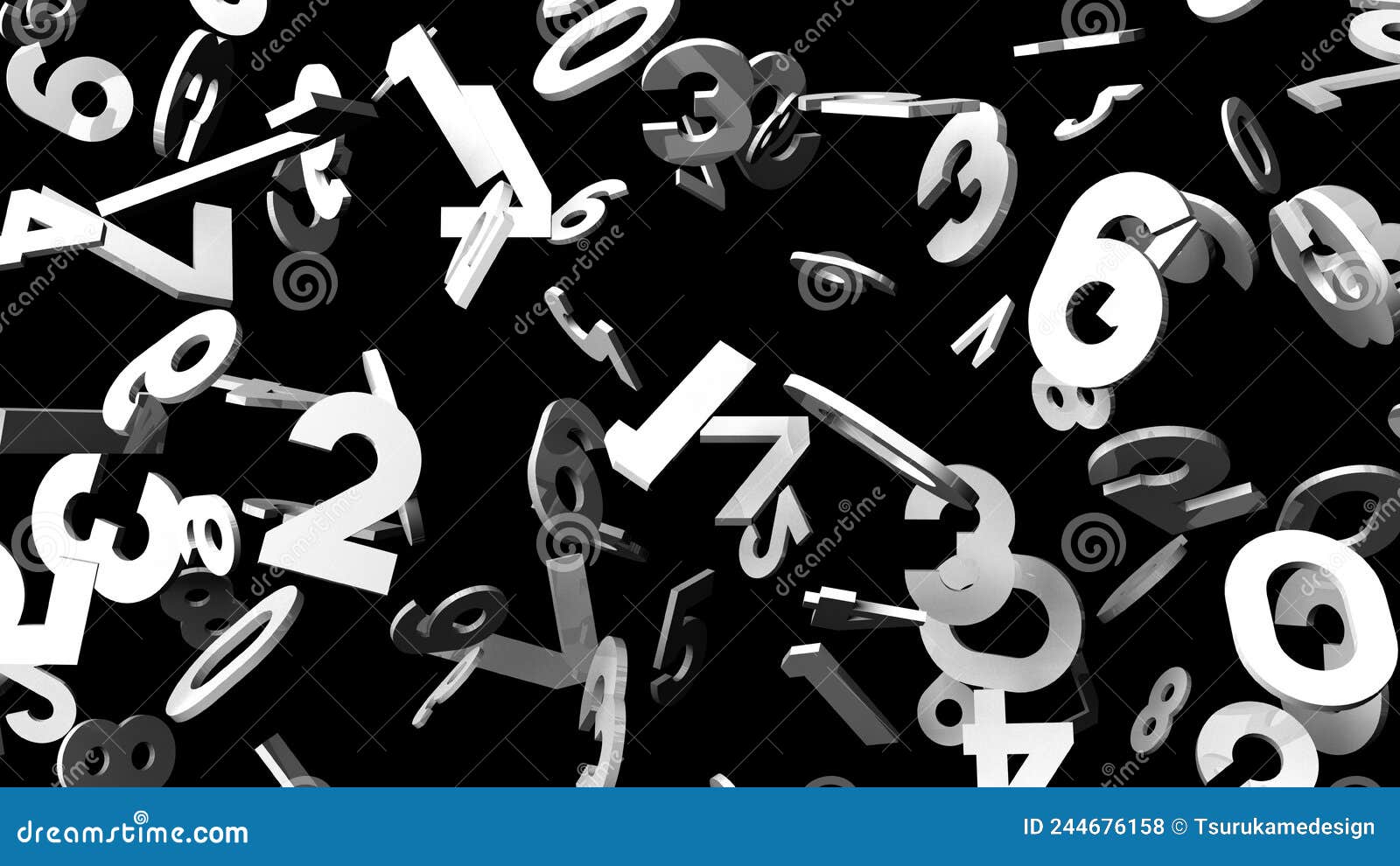 White Numbers on Black Background. Stock Illustration - Illustration of