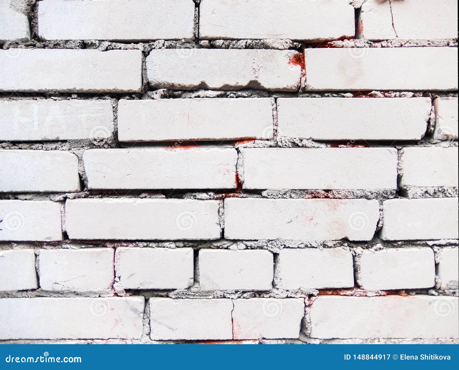 White Old Brick Wall. Streaks Red Stock Image Image of process