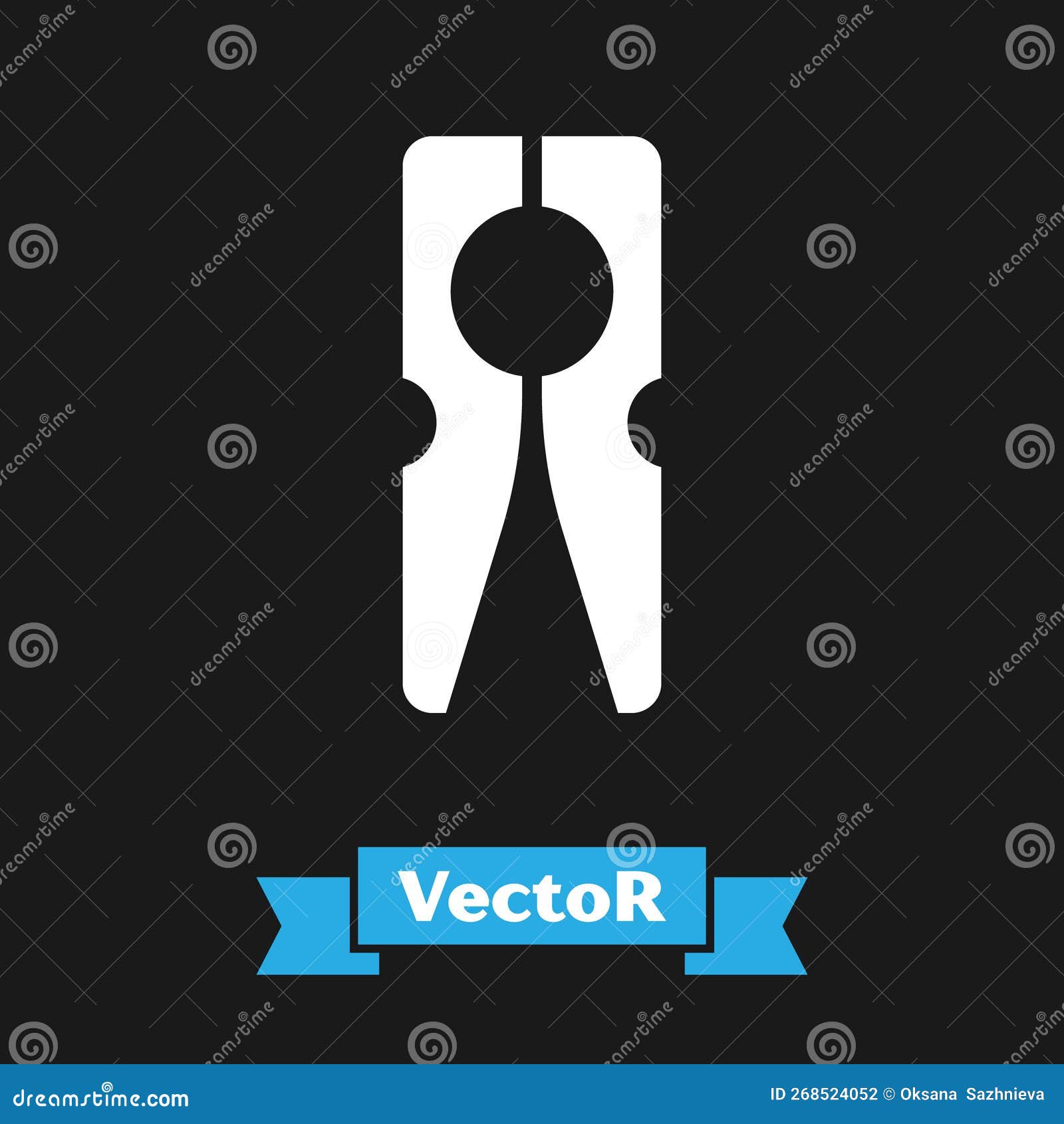 White Old Wood Clothes Pin Icon Isolated on Black Background. Clothes Peg  Stock Vector - Illustration of hang, hold: 268524052