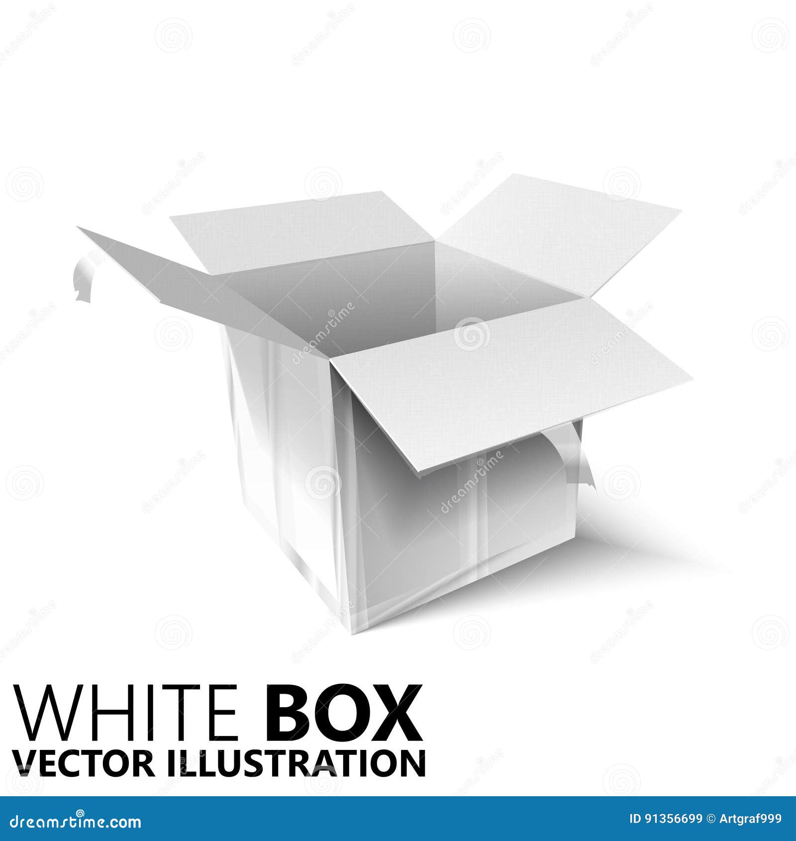 White Open Box 3D/ Illustration, Design Element Stock Illustration