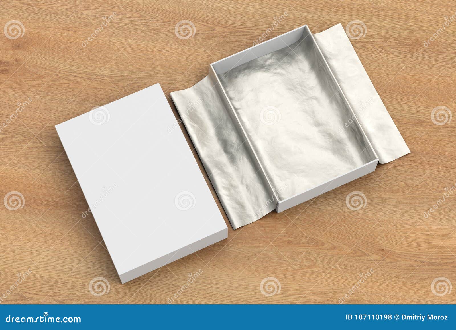 Gift Box Mockup With Unfolded Wrapping Paper Stock Illustration - Illustration of illustration ...