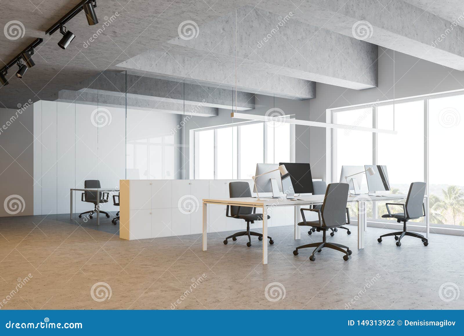 White Open Space Office And Meeting Room Stock Illustration