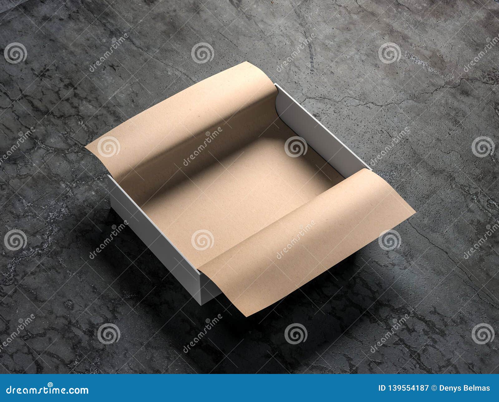 White Opened Gift Box Packaging Mockup With Kraft Wrapping ...